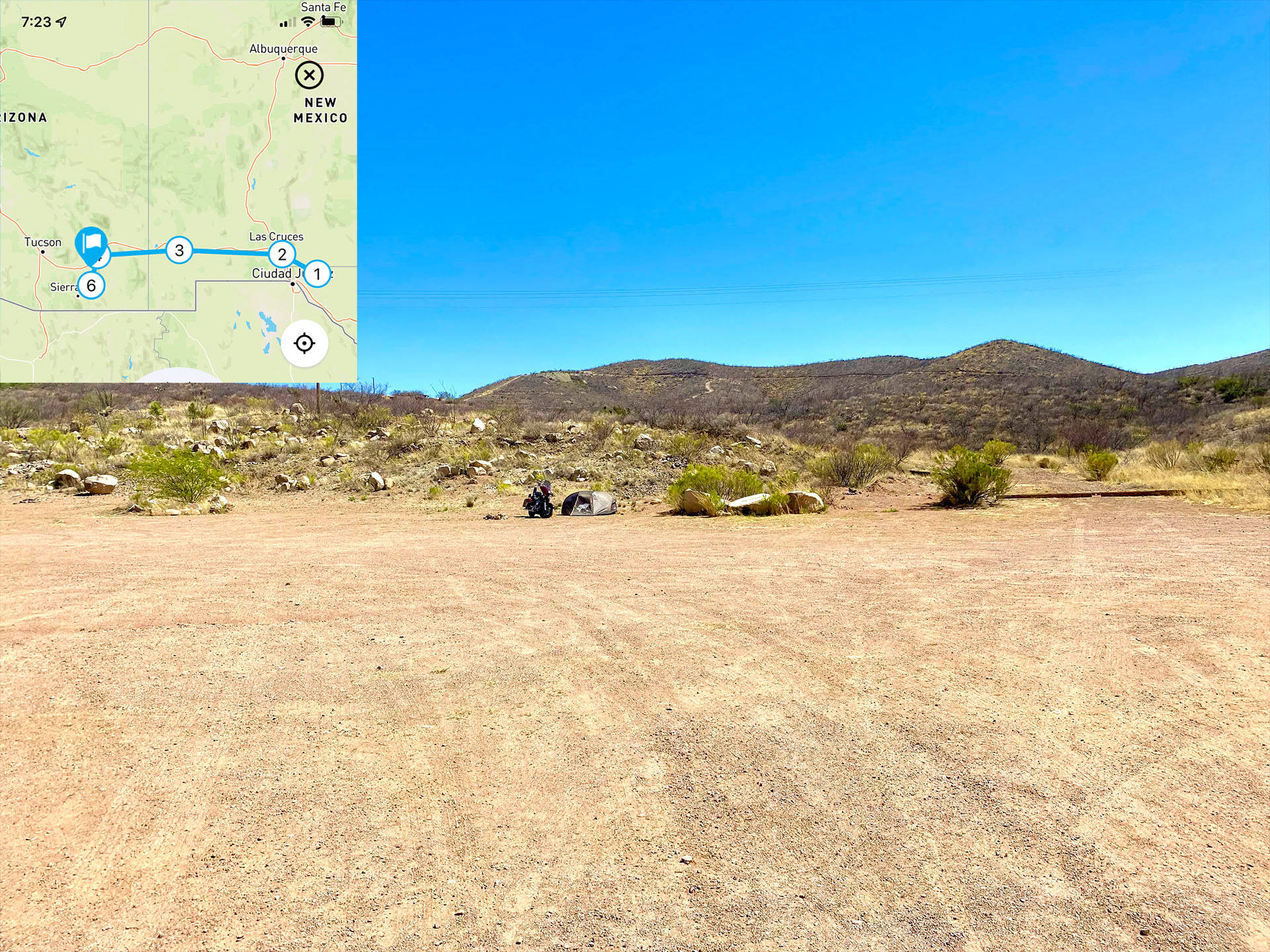 Day 6 Progress. Tonight's campsite has a bit of front yard space.