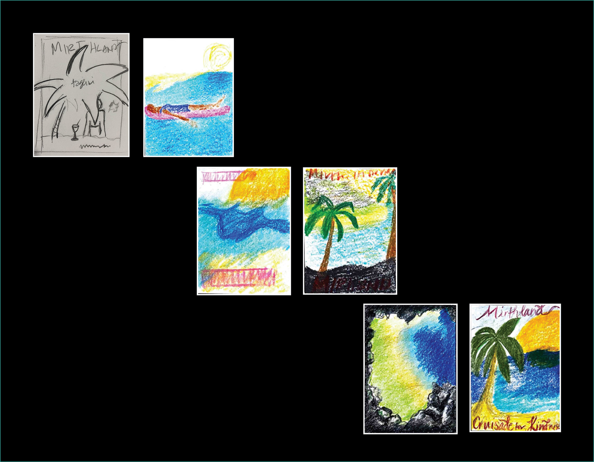 Mirthland Travel Poster Sketches