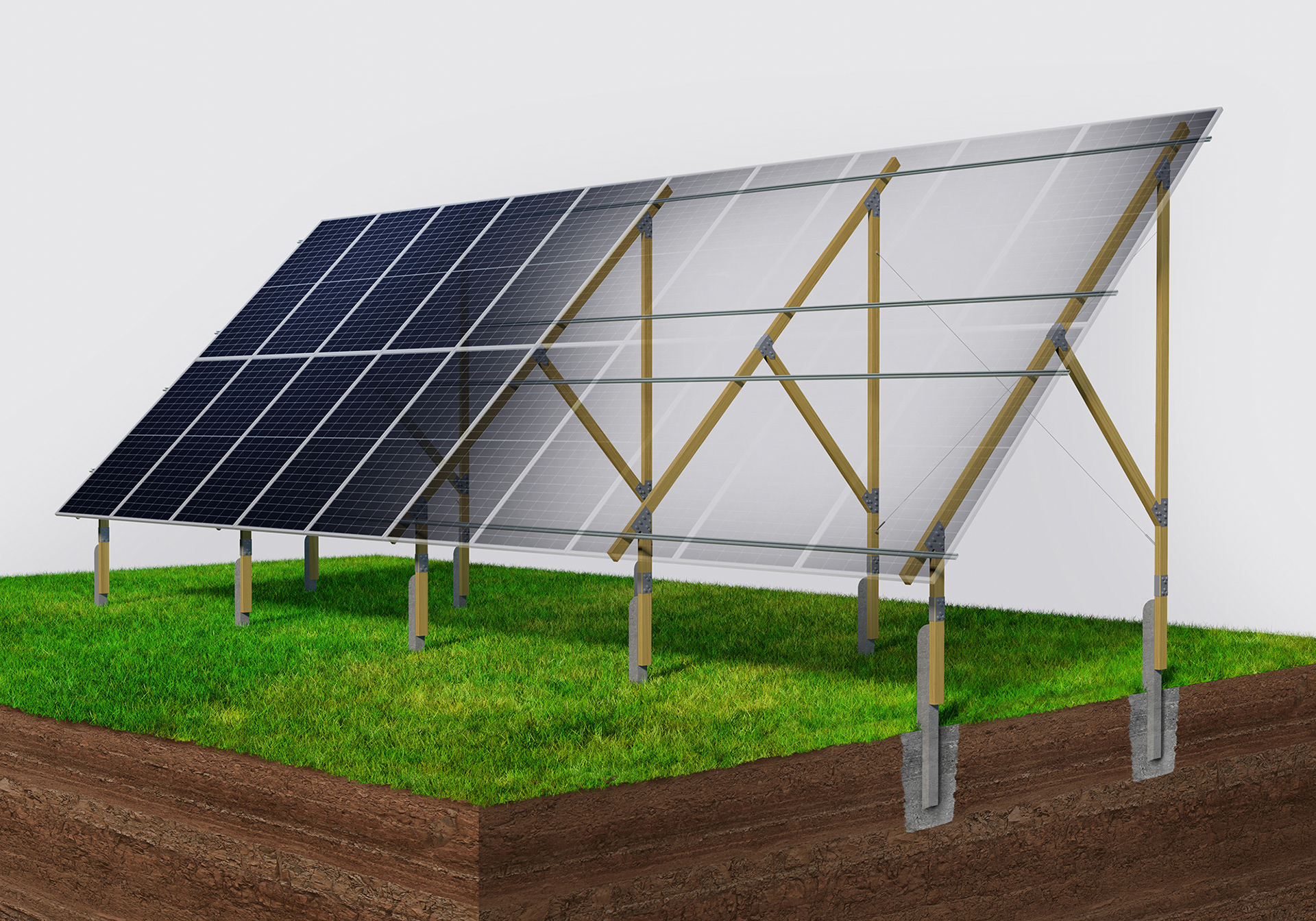 Solar panels - 3D rendering and Photoshop