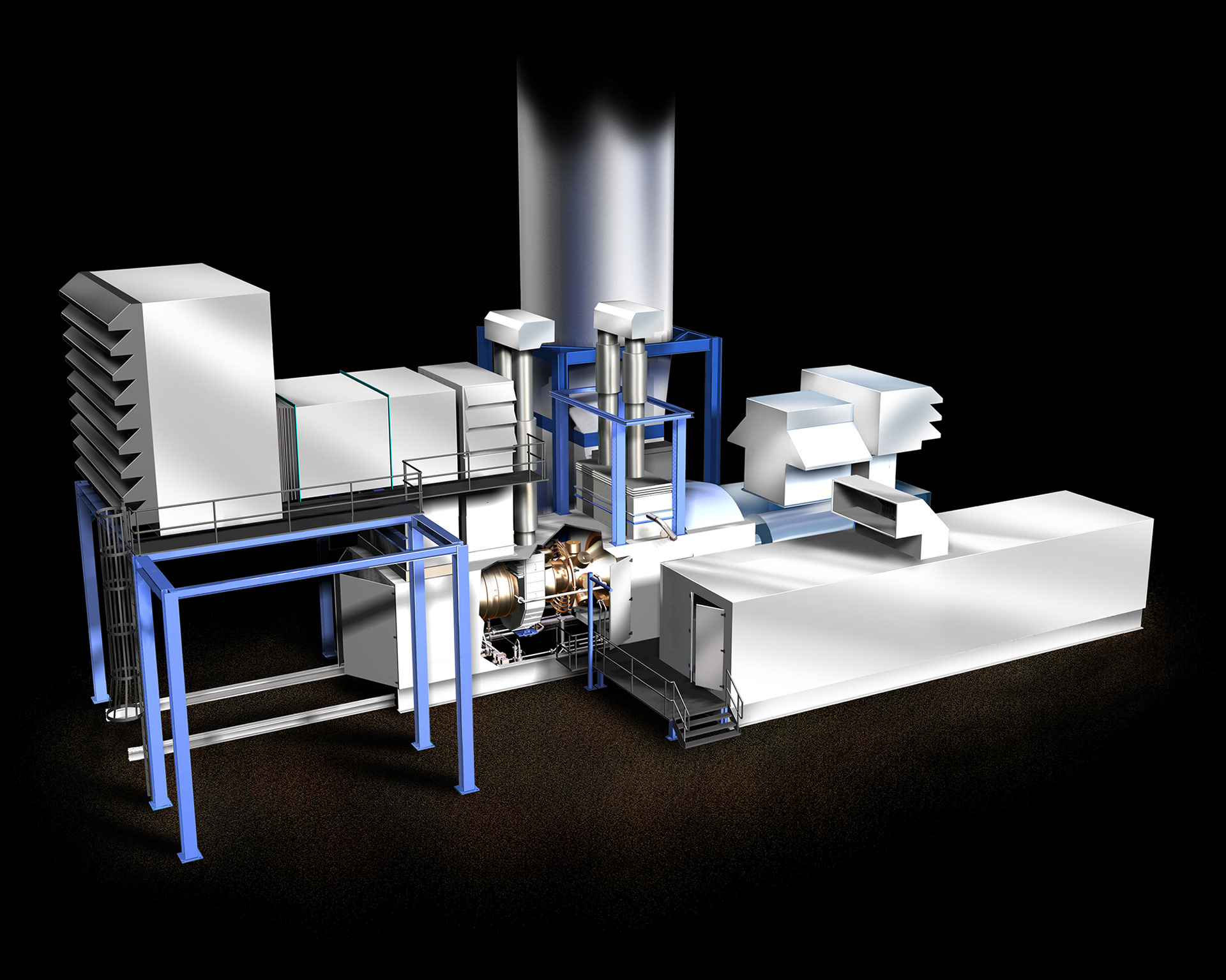 Gas turbine powerstation - 3D product rendering