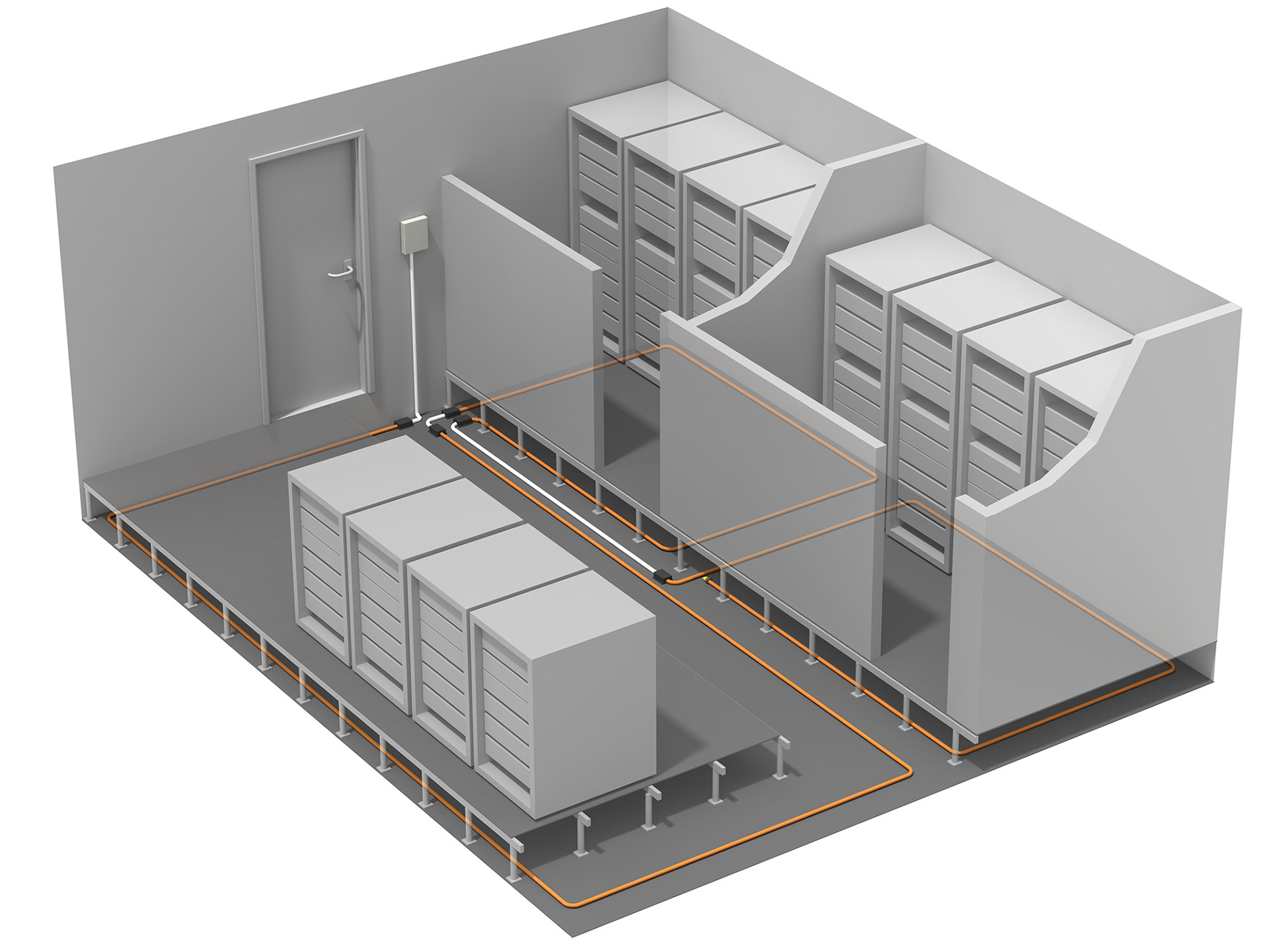Flood detection system cutaway - 3D rendering and Photoshop