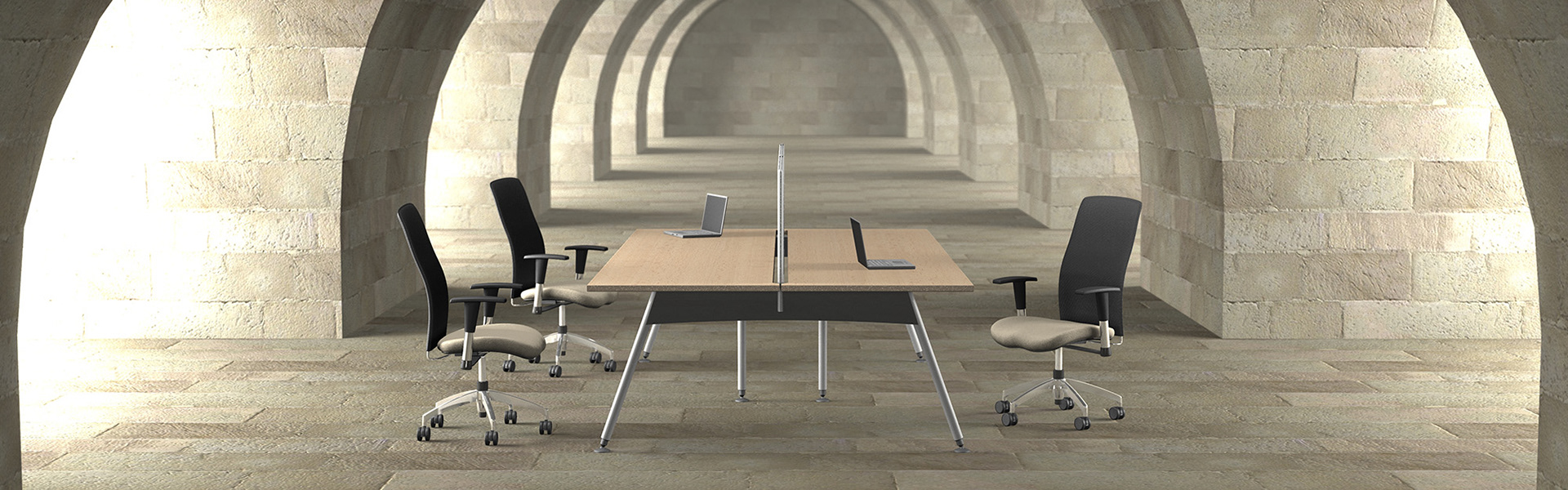 Office desk cluster - 3D product visualisation