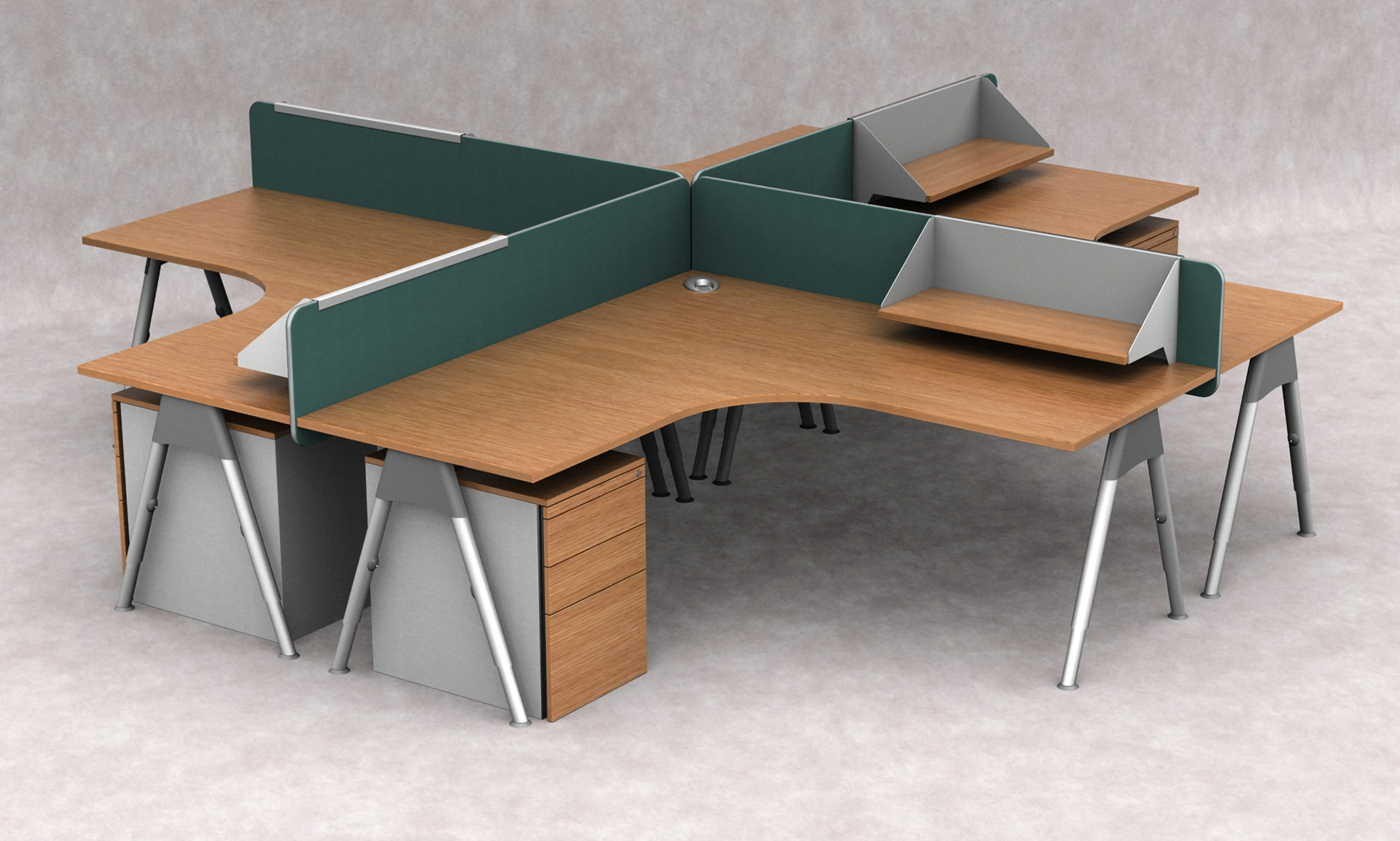 Office desk cluster - 3D product visualisation