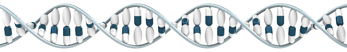Drug capsules within DNA helix:: 3D render