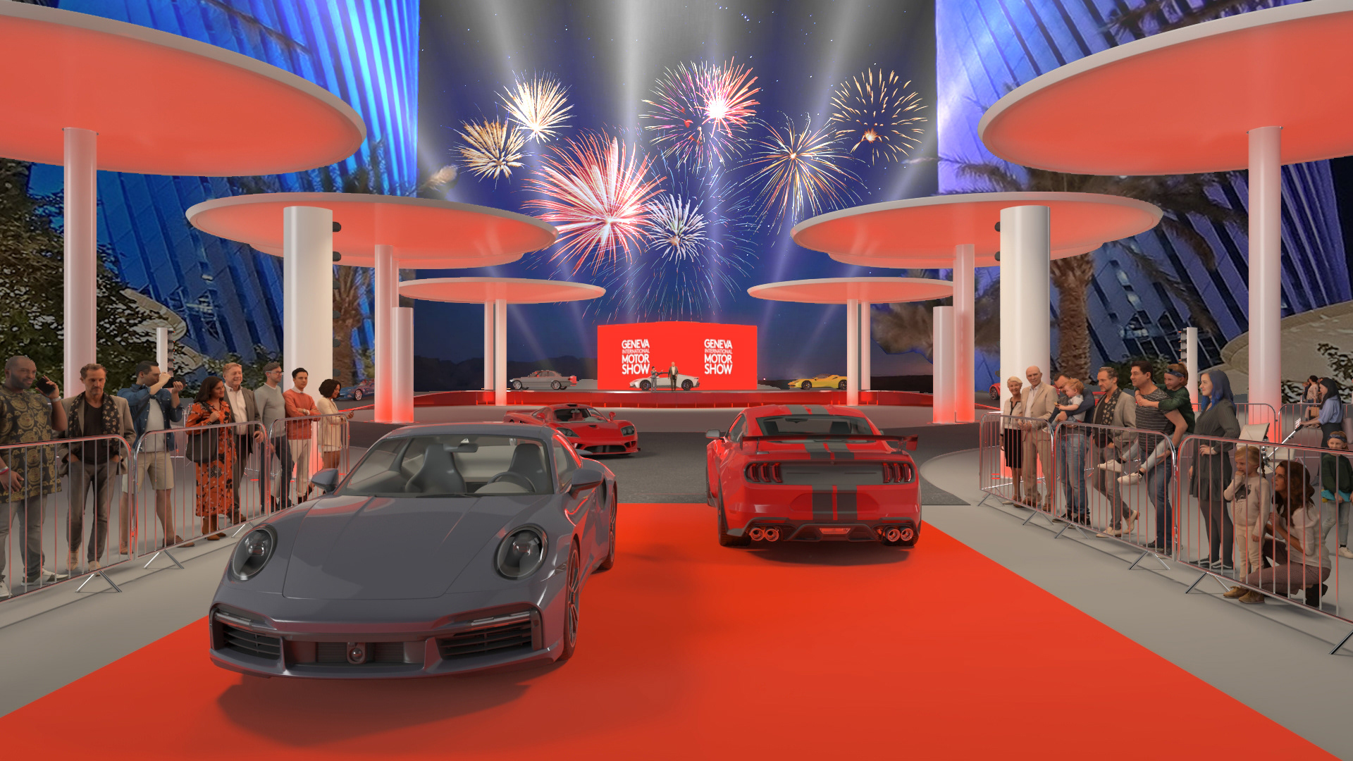 Rendered visual - Vehicle parade & Main stage