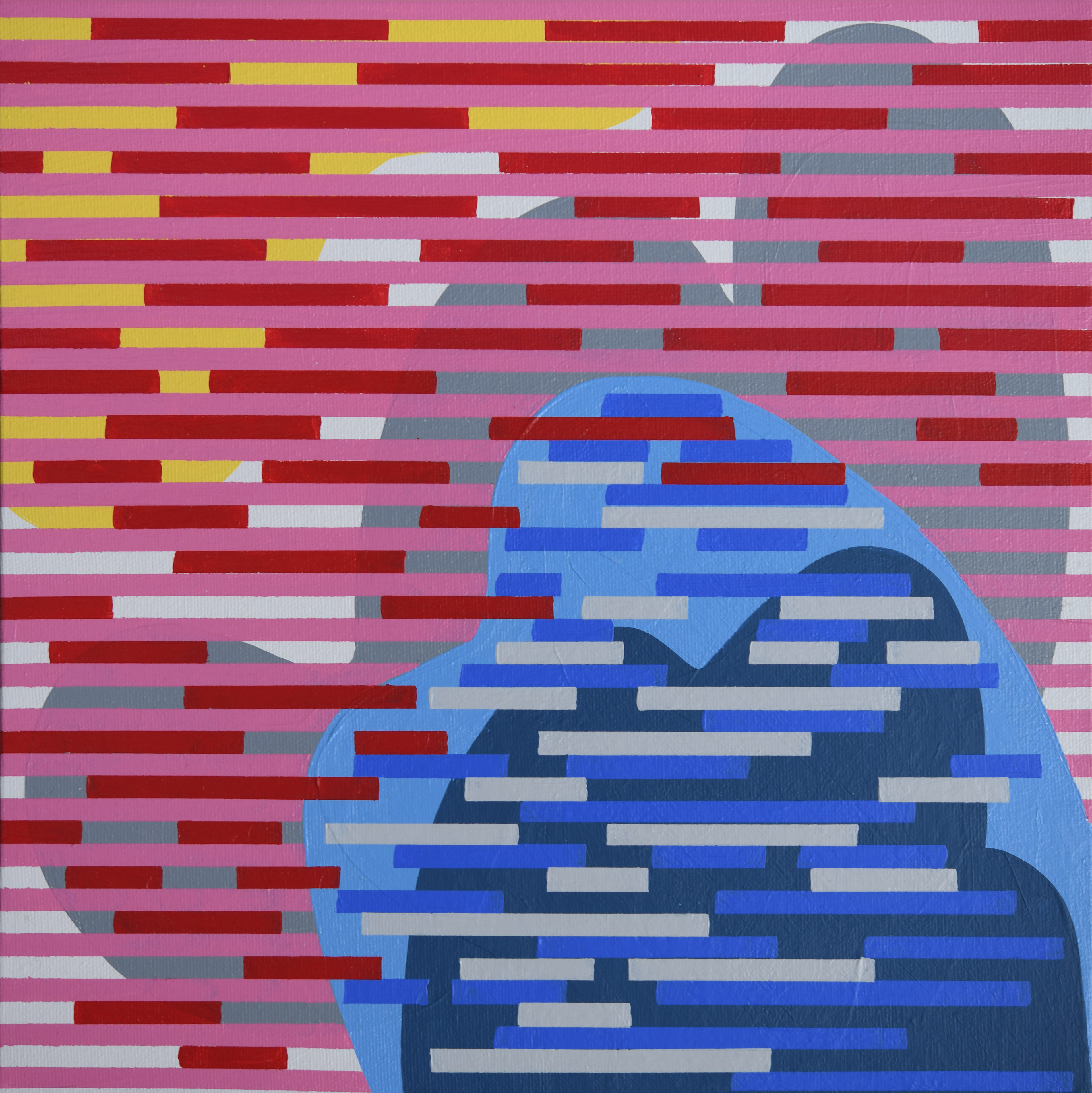 Vibration/pixel 2 _2019 (acrylique sur toile : 30 X 30 cm - 12 X 12 pouces) - Disponible