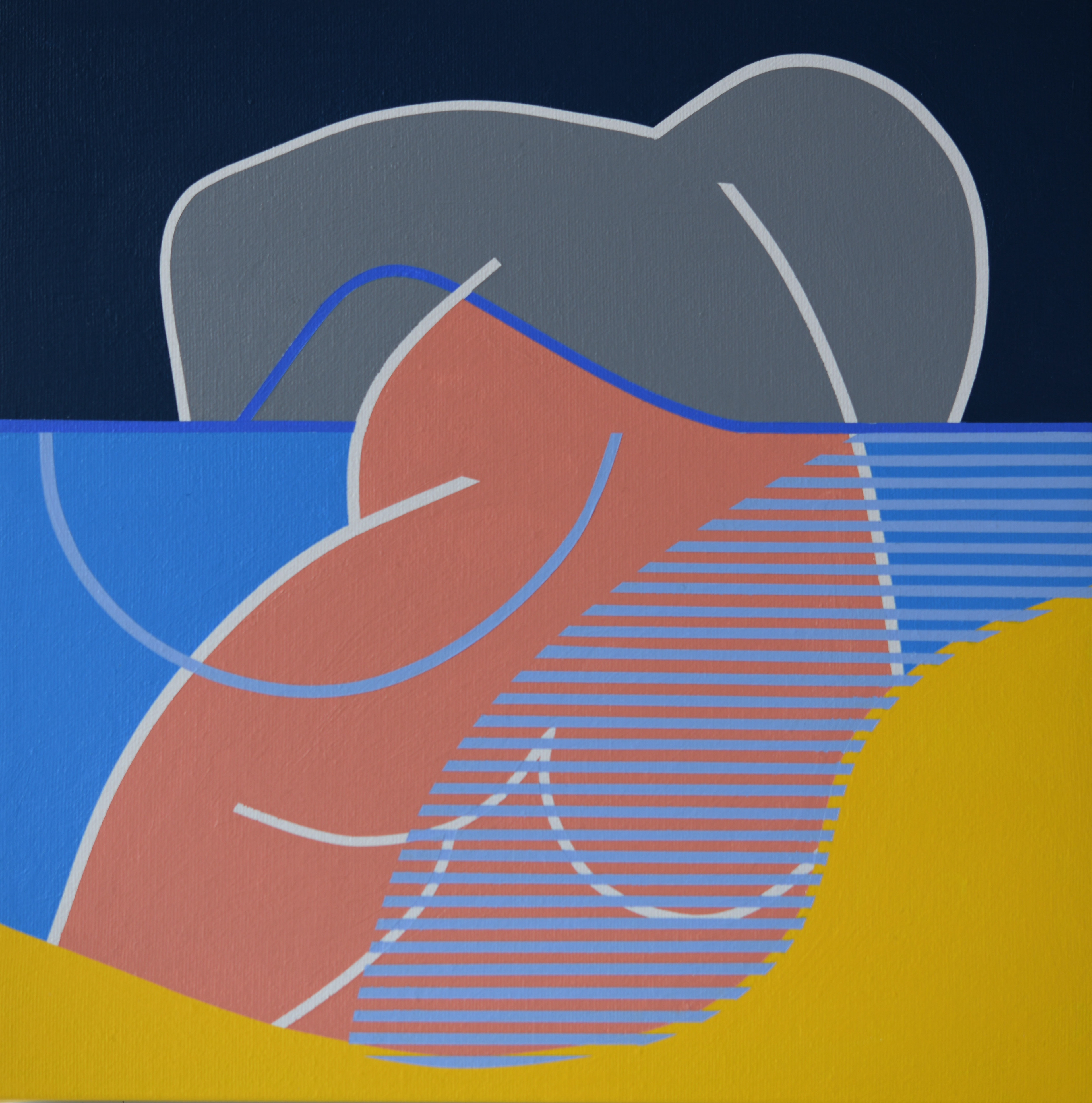 L'homme et la mer _2020 (Acrylique sur toile : 30 X 30 cm - 12 X 12 pouces) - Disponible