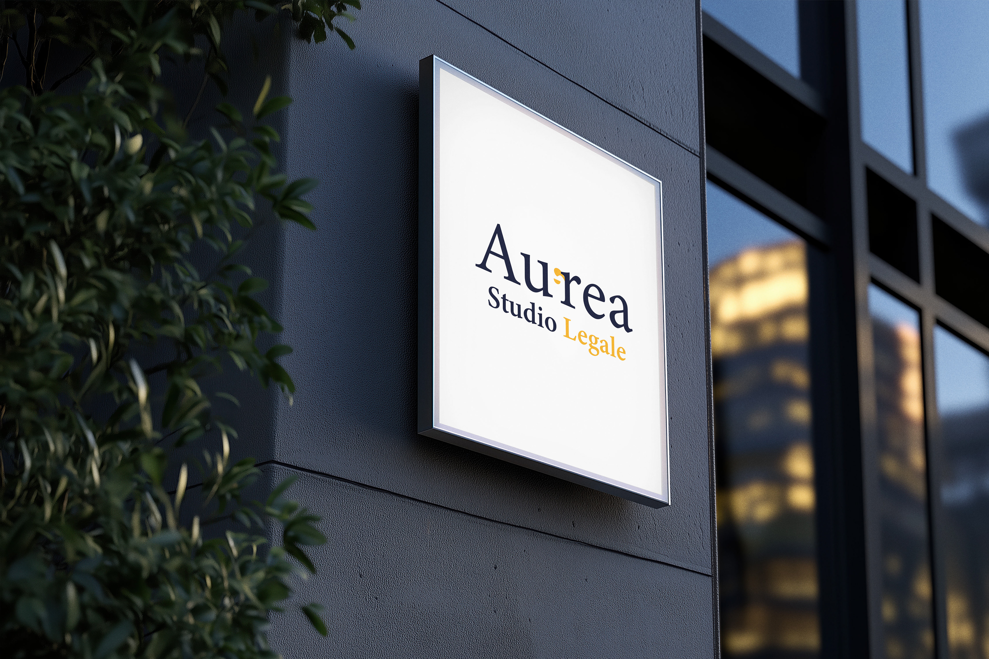 Insegna per studio legale progettata da brand designer a Torino