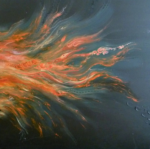 1m x 1m acrylic painting for Duende exhibition 'Ebb'