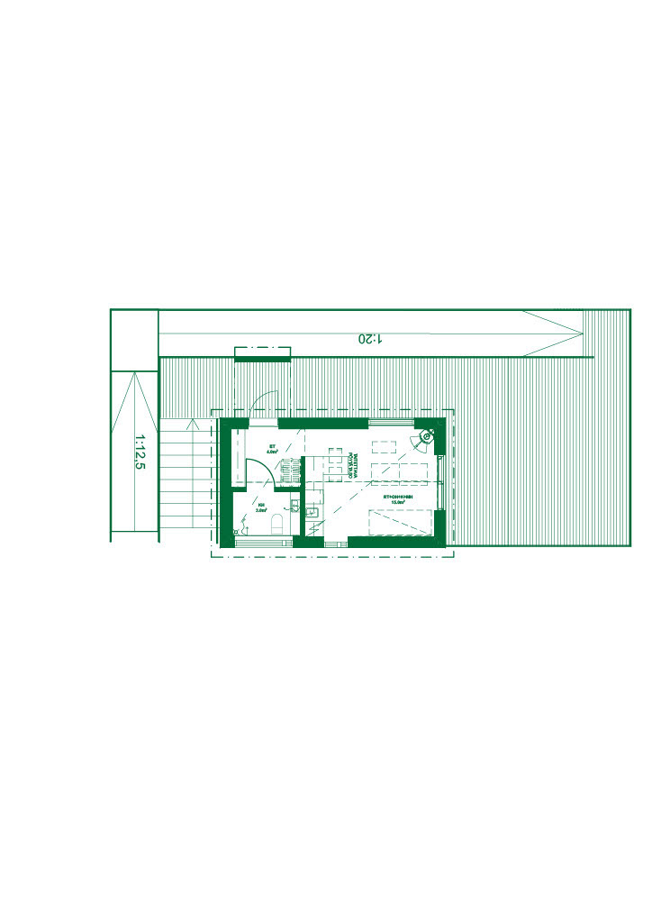 Ground floor plan with ramp to terrace.