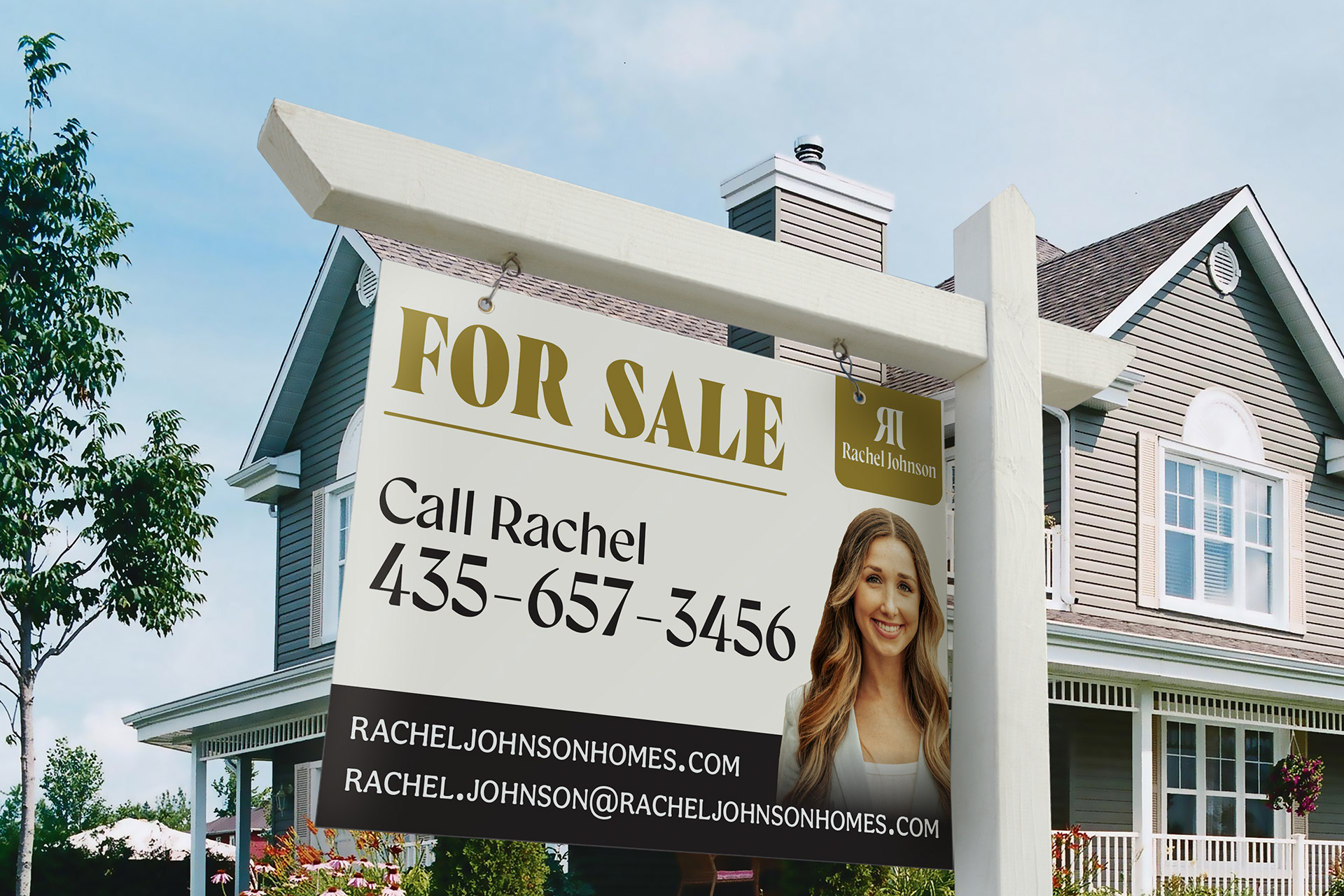 Real estate yard sign.