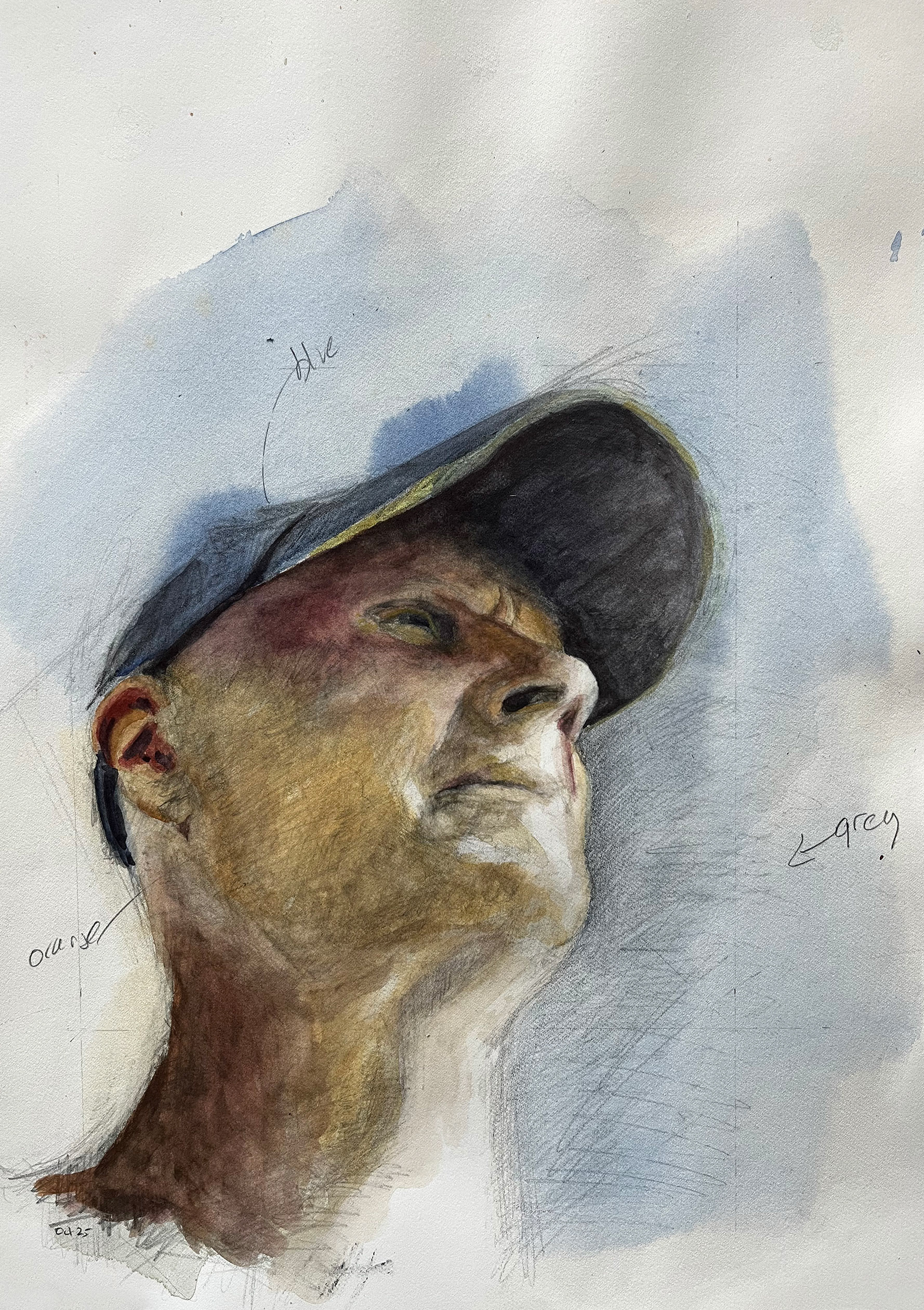 Graphite pencil and watercolour