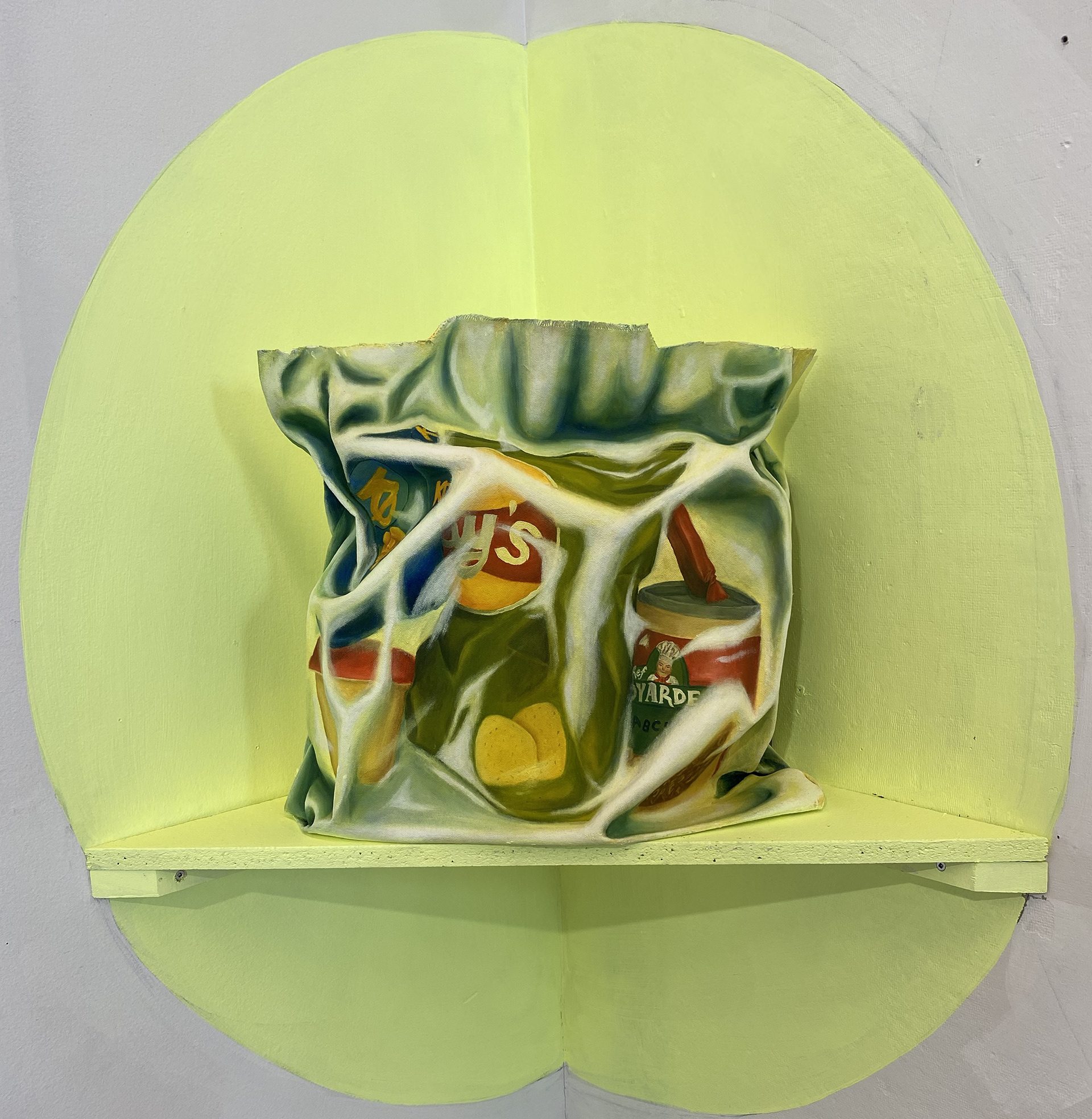 Prêt-à-manger, peinture à l'huile sur coton (2023) 30 x 24 x 10