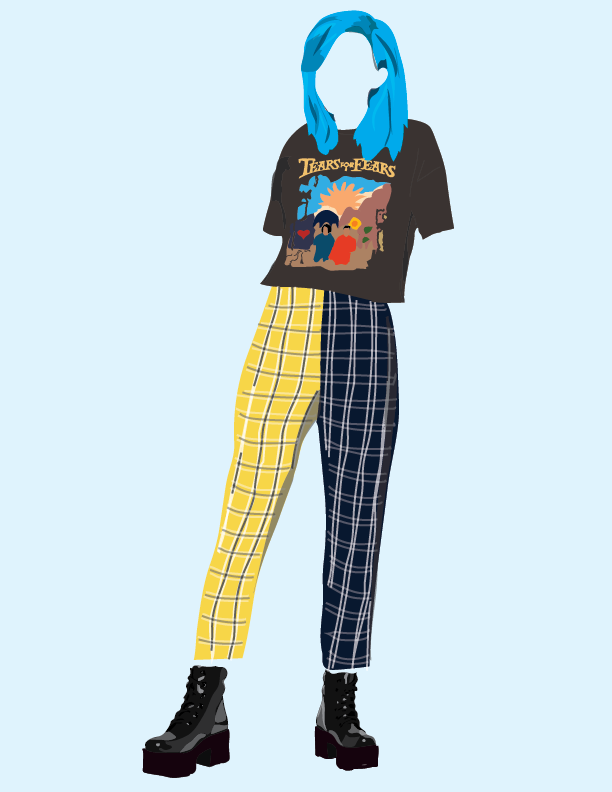 Outfit design inspired by goth/punk aesthetic