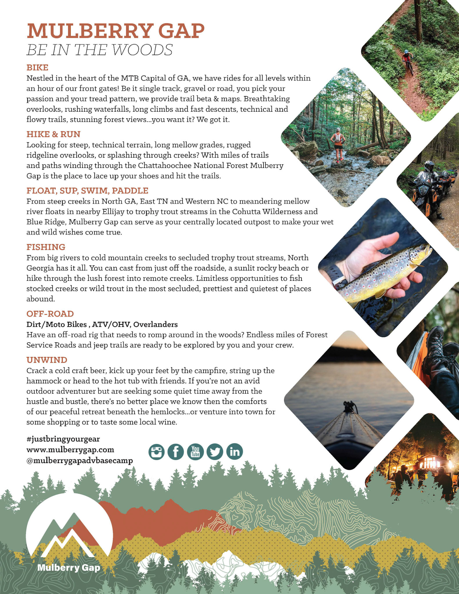 Informational sheet created with new branding. The rebrand allowed Mulberry Gap to appeal to a wider audience of outdoor-lovers.