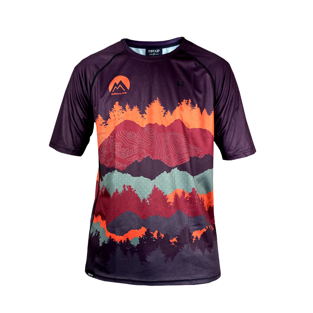 Custom designed jersey. The mountain elevation profiles and topographical maps are from the trails surrounding the property