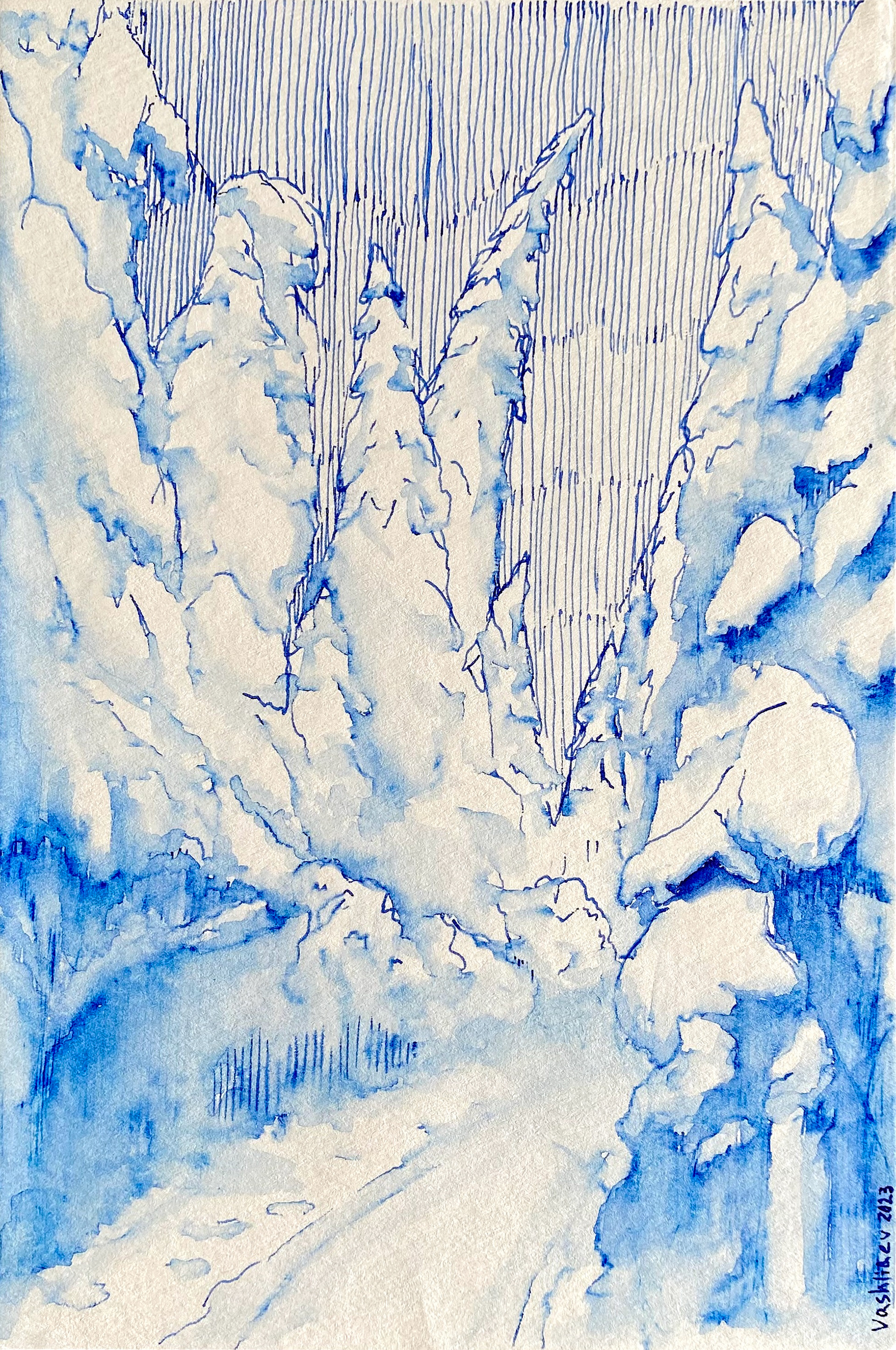 Untitled, charcoal on paper, 2023.