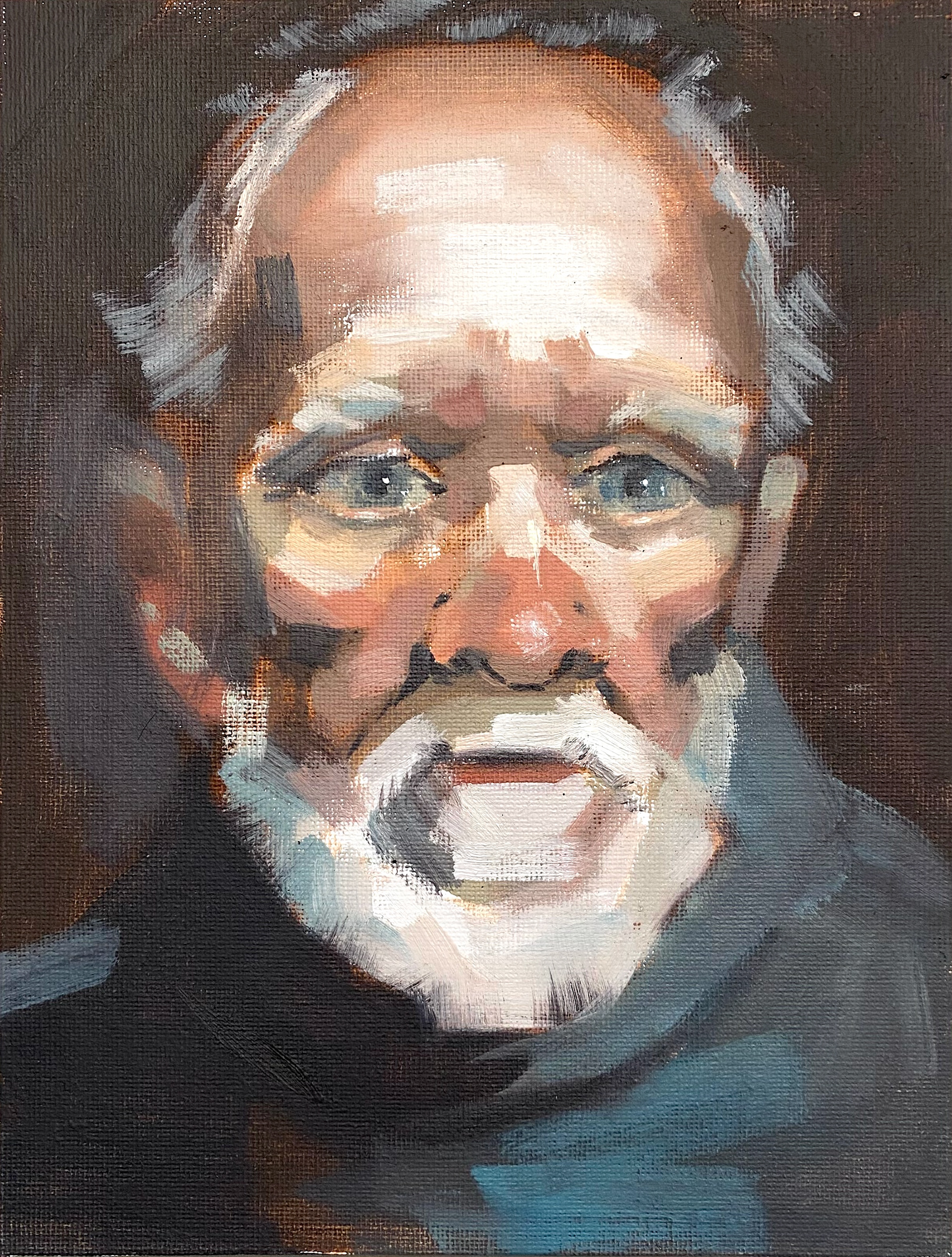 Old Man, oil on canvas, 7 × 9 inch, 2023. ($90)