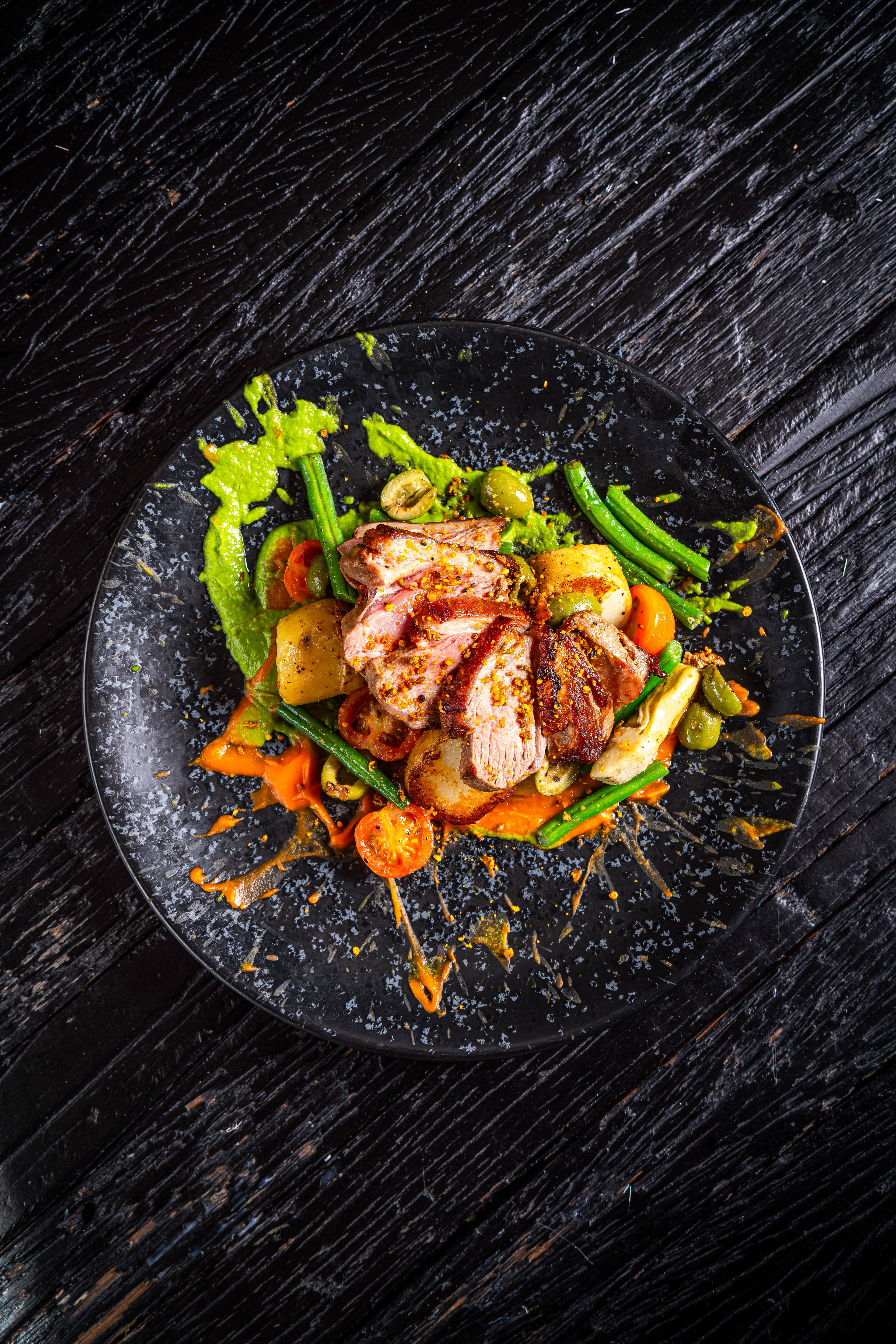 Food photography of pork dish for restaurant menu