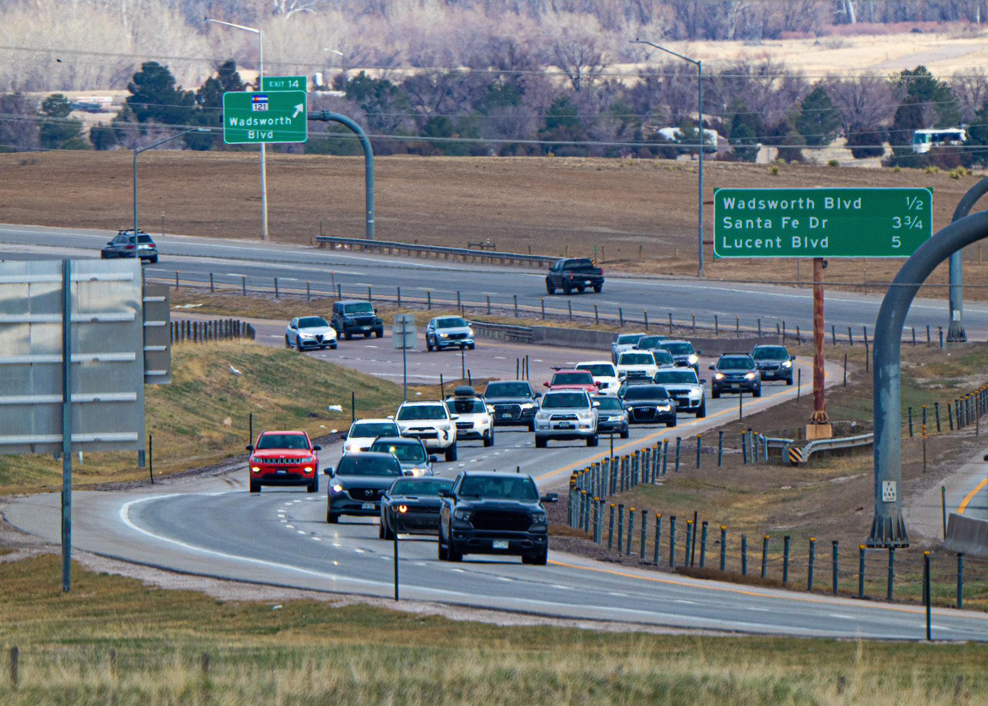 Freeway traffic in metro Denver, Colorado.