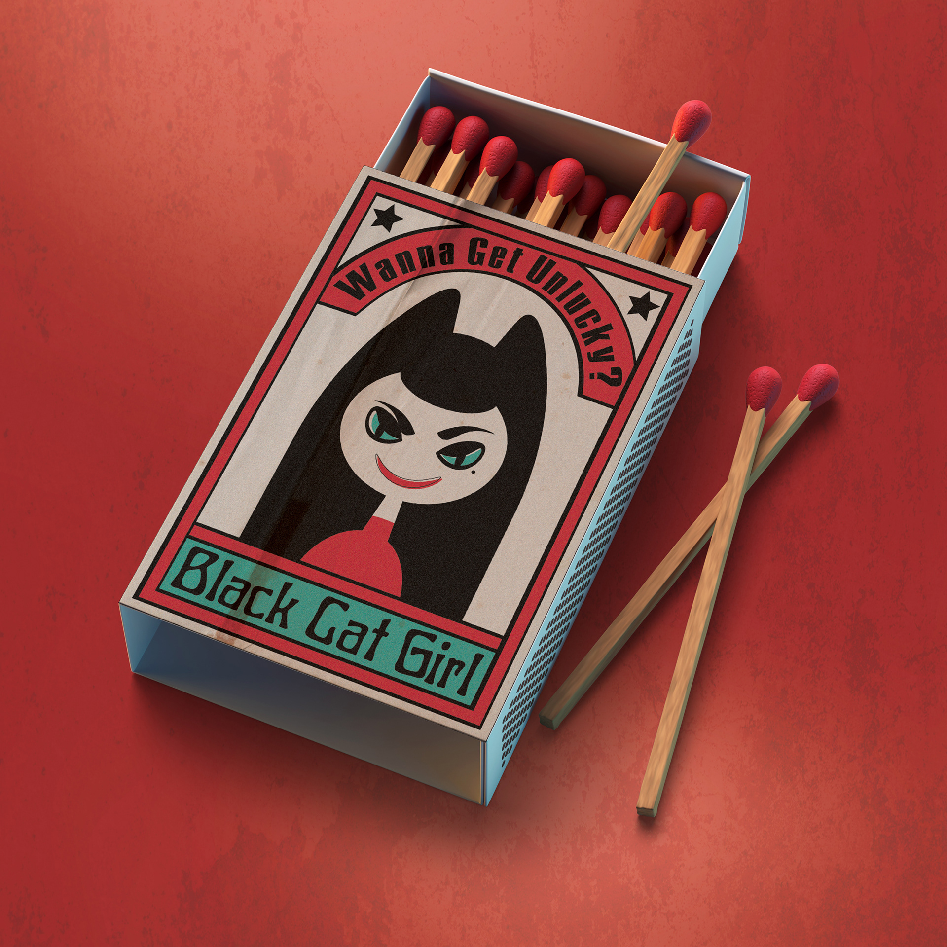 Black Cal Girl Match Box Design & Mockup, 2023, Illustrator & Photoshop
