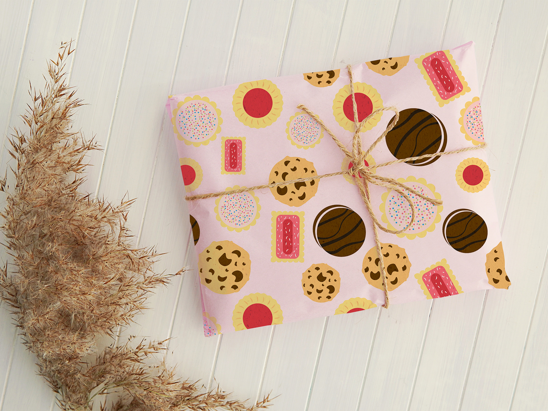 Pudding’s Bakery Repeated Pattern (Wrapping Paper Mockup)