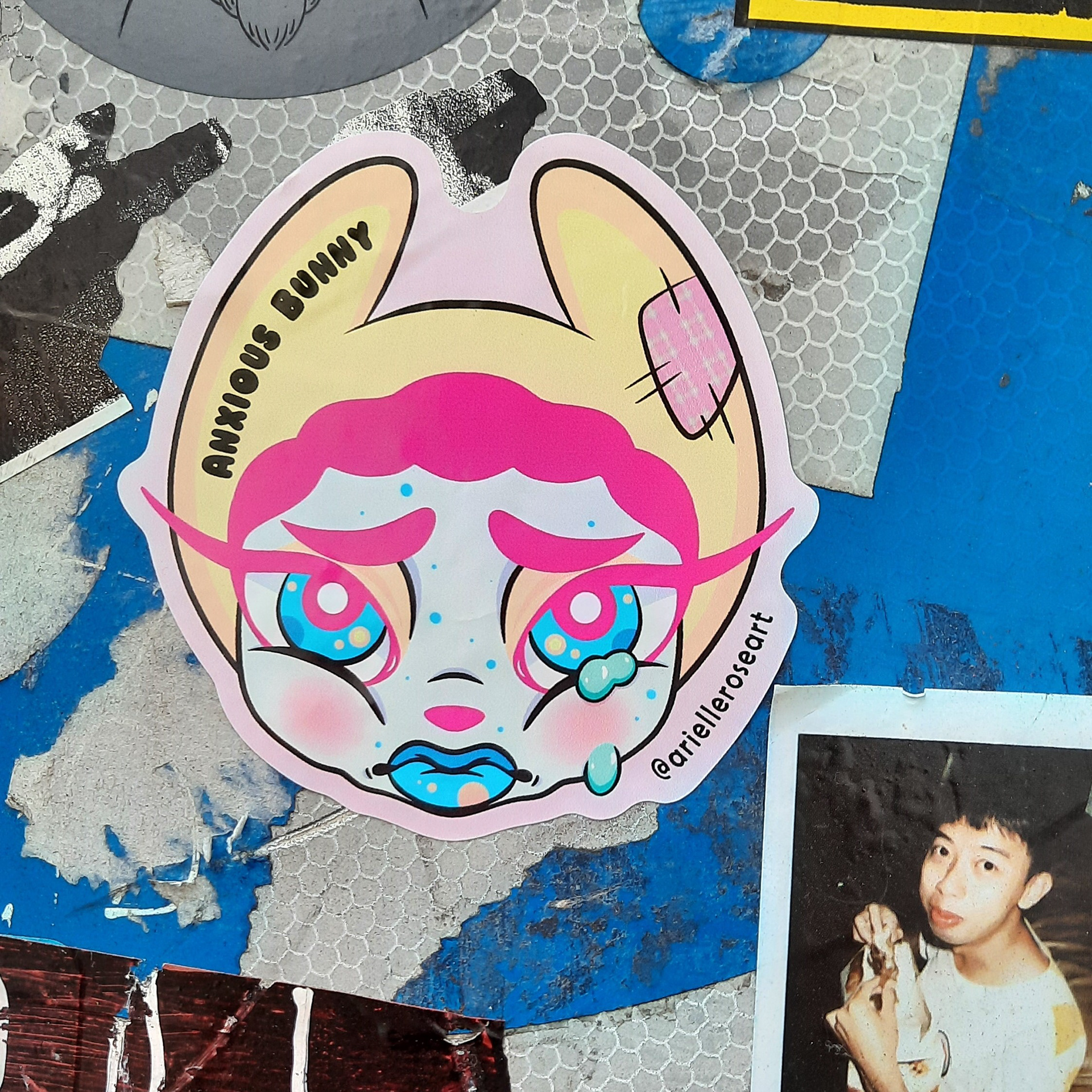 Anxious Bunny 2023, Sticker, (10 cm x 10 cm)