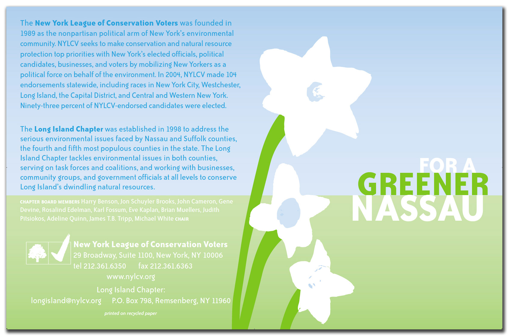 NYLCV: Nassau Fundraiser Invitation Exterior
