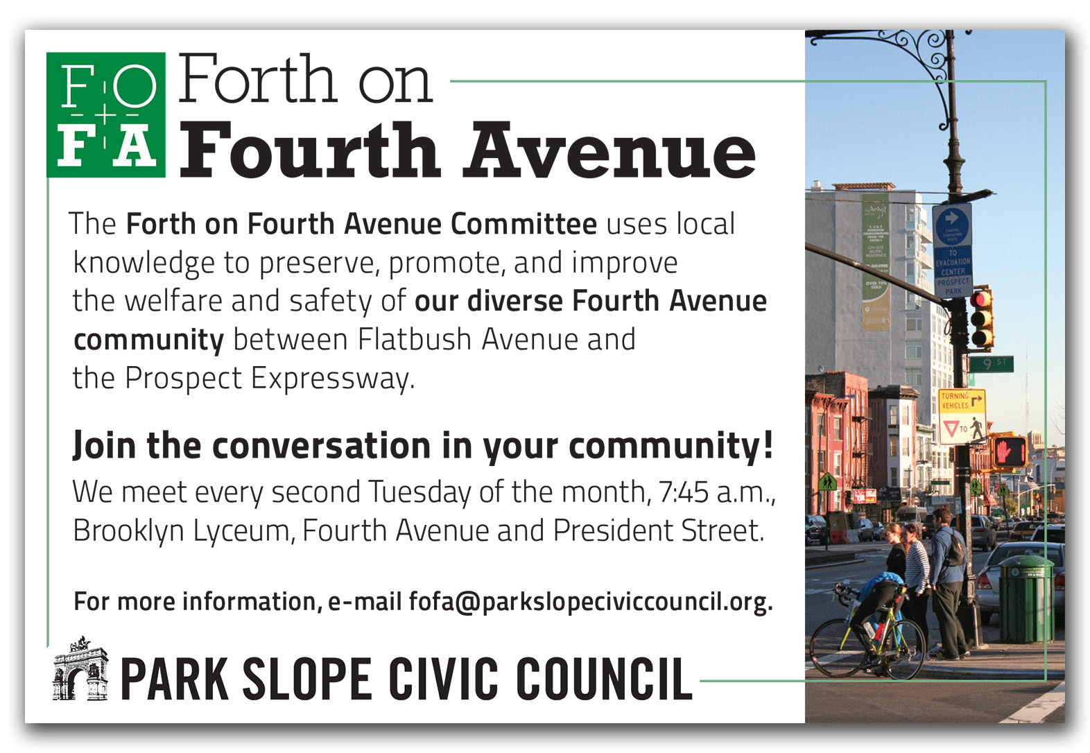 Forth on Fourth Avenue campaign postcard