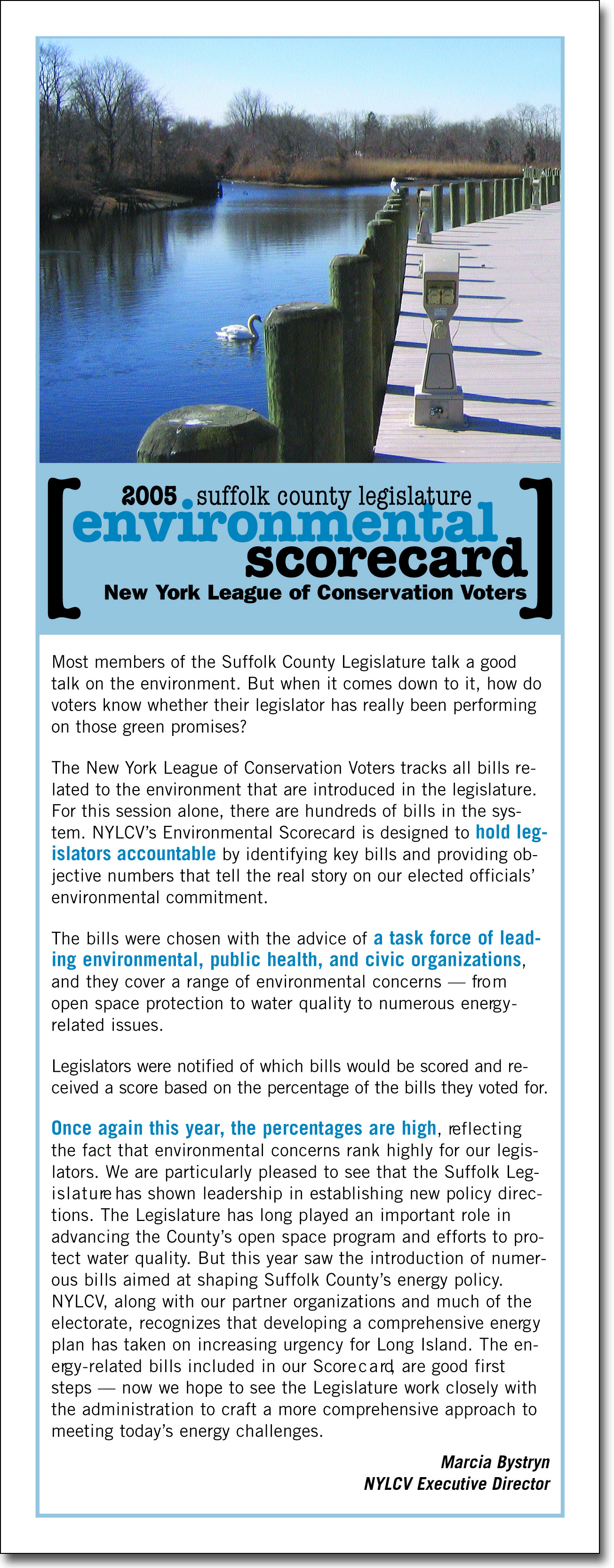 NYLCV Suffolk Environmental Report Card 2005, cover