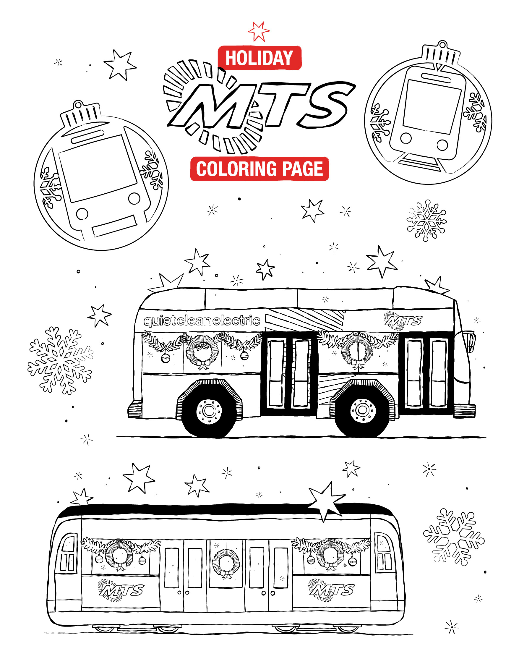 Holiday Coloring Page for the Holly Jolly Trolley Event