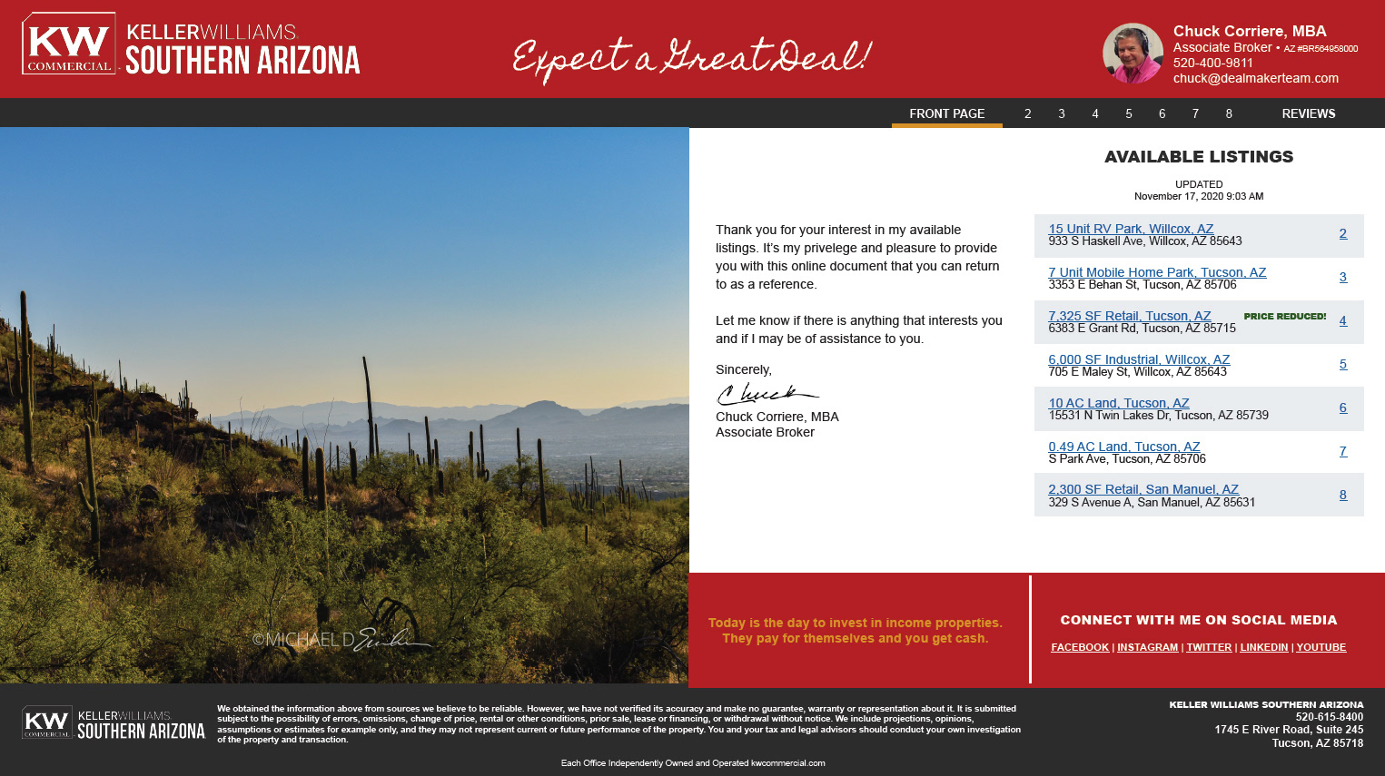 10-page interactive commercial real estate brochure.