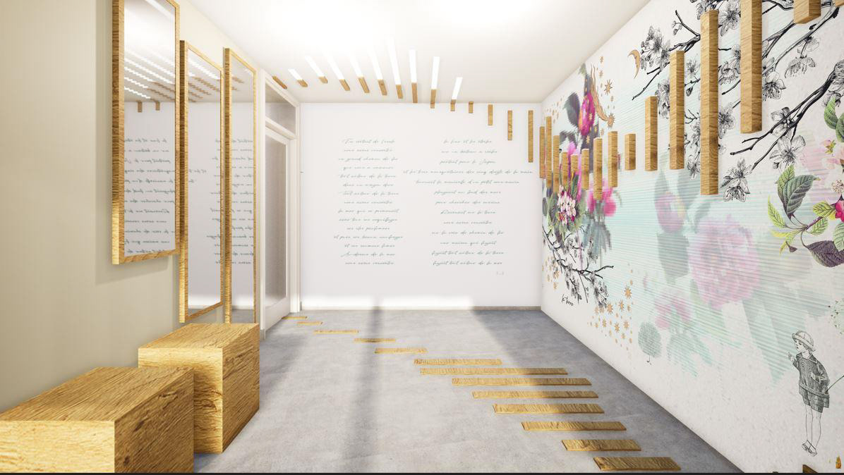 G. TRIGNAT RÉSIDENCES - Programme Coté Poésie - Habillage mural du hall de l'immeuble