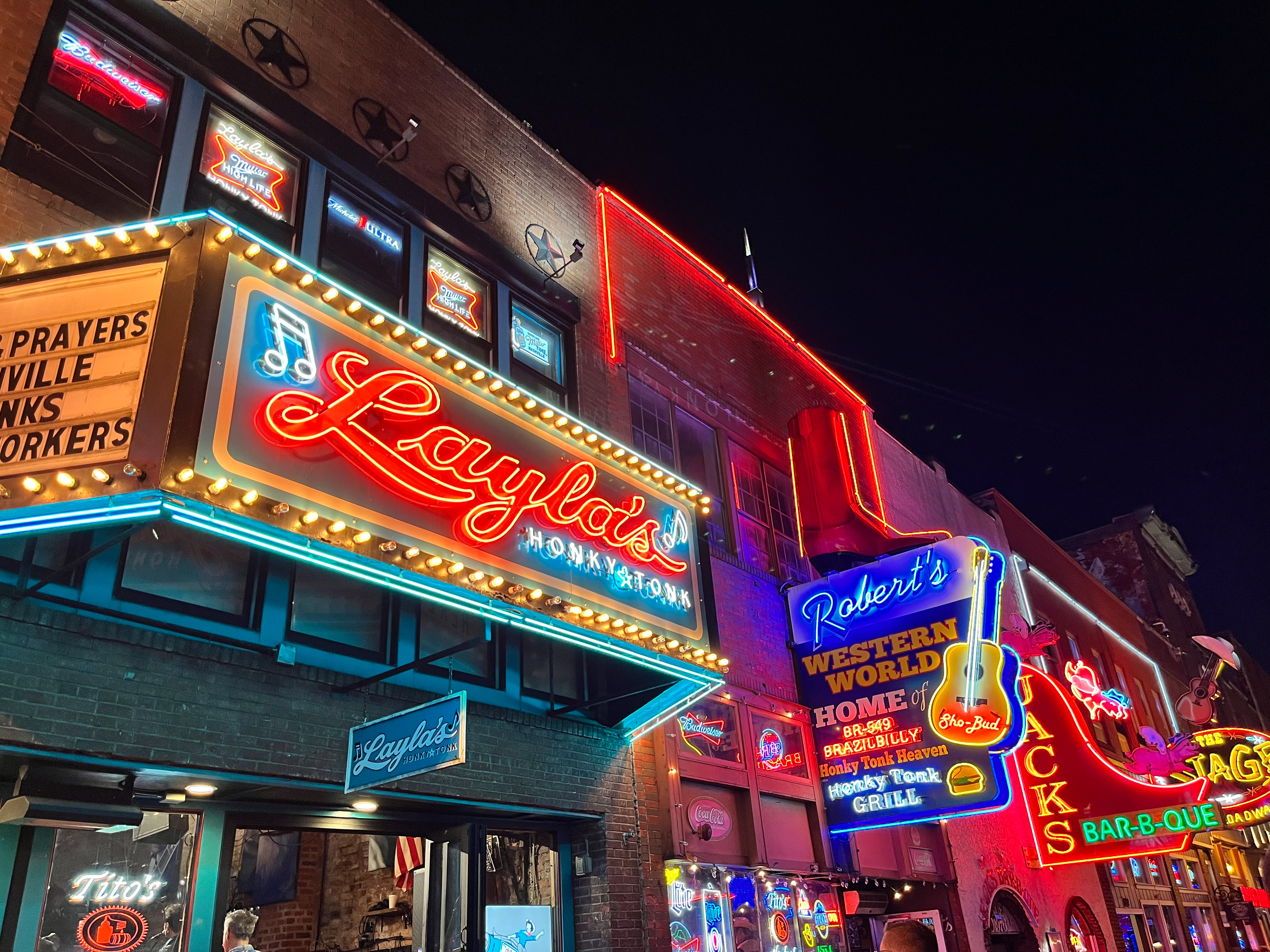 Broadway Signs at night Nashville TN
