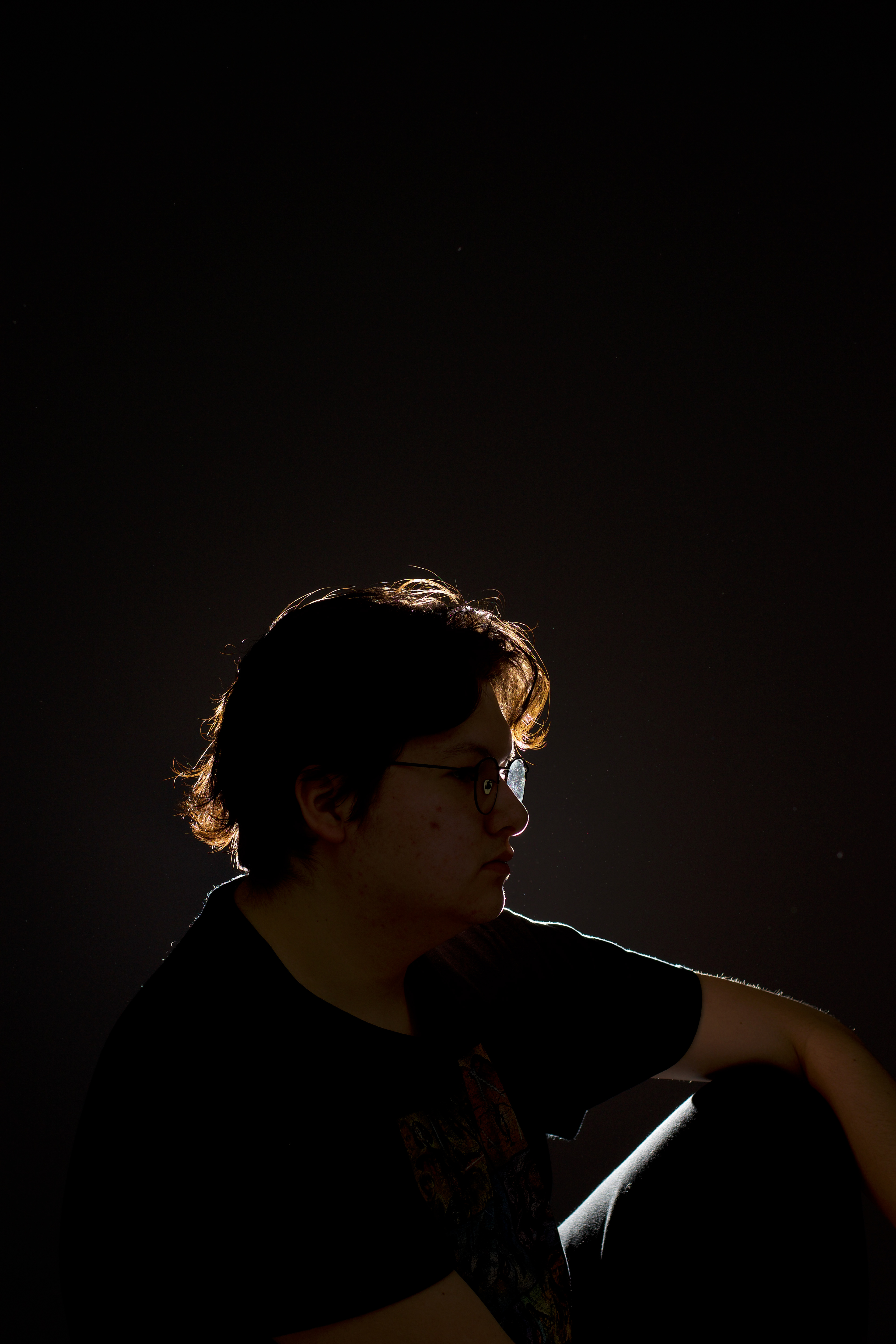 Photo taken using portrait Lighting to create a silhouette effect
