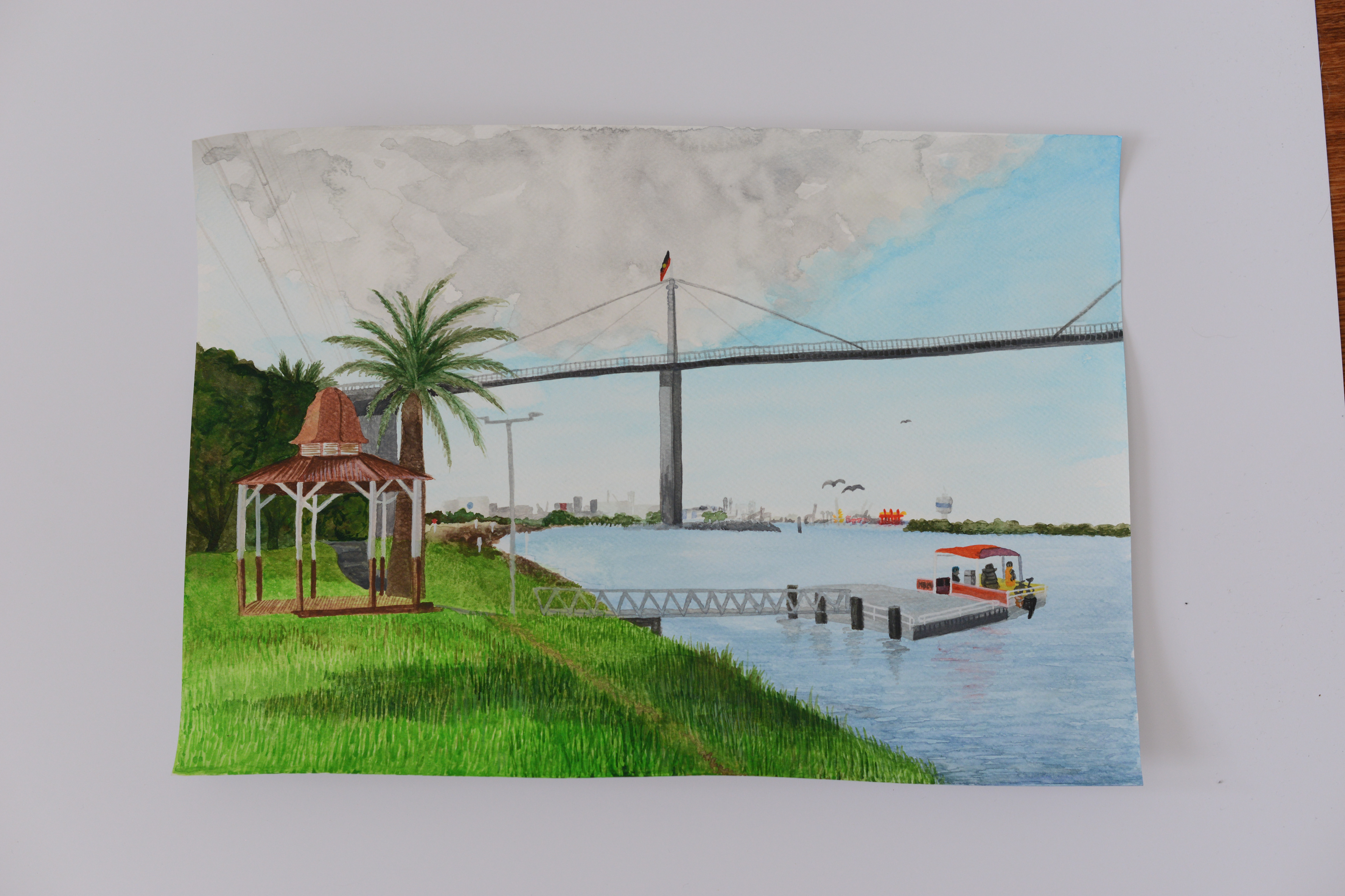 "The Punt" watercolour painting, September 2022