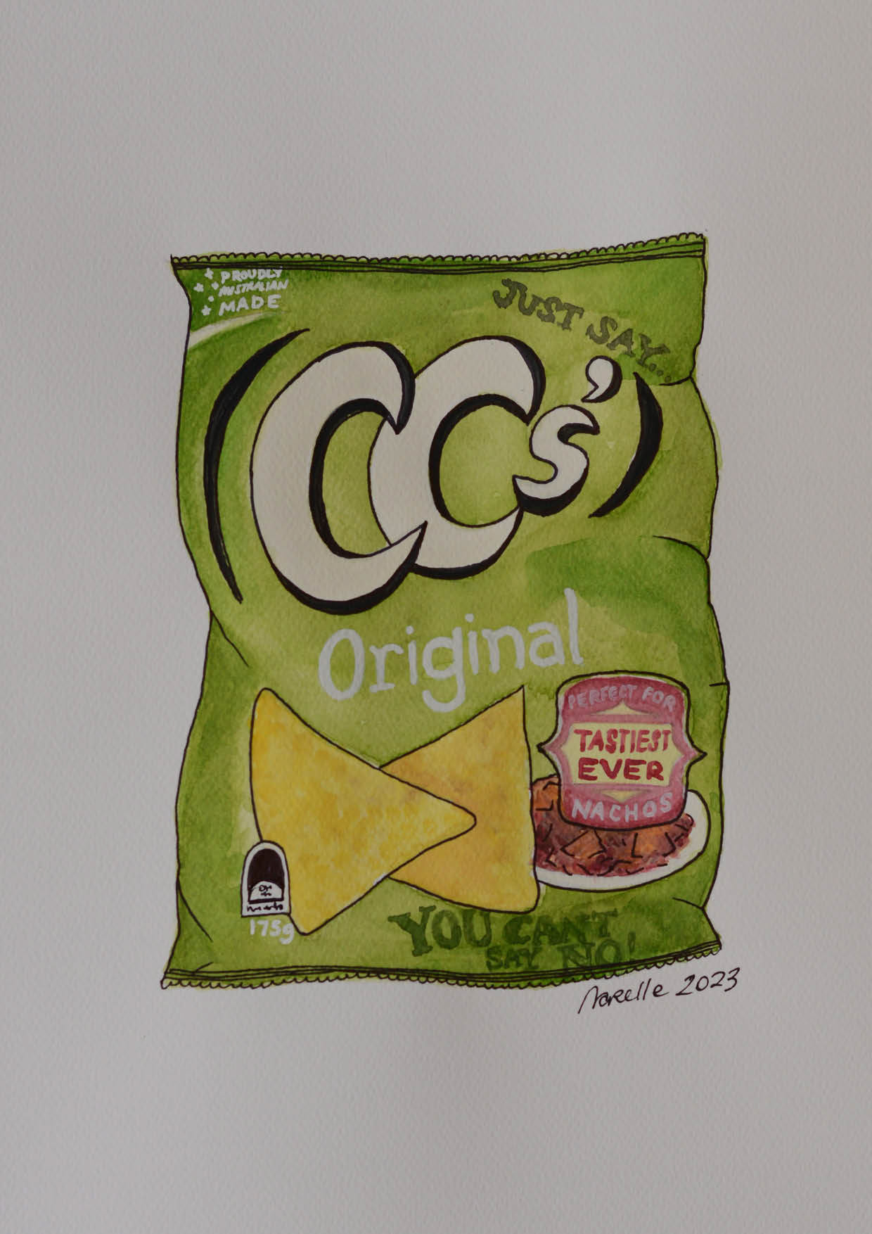 Snack Attack CC's Art, watercolour painting, March 2023