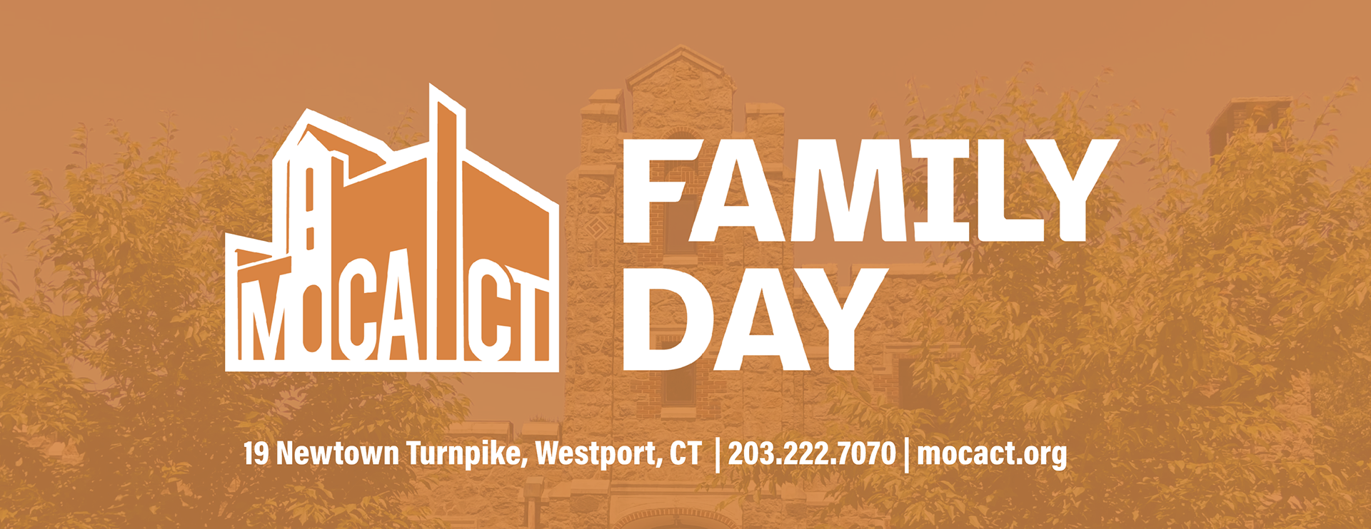 Advertisement for MoCA CT's "Family Day" using new logomark