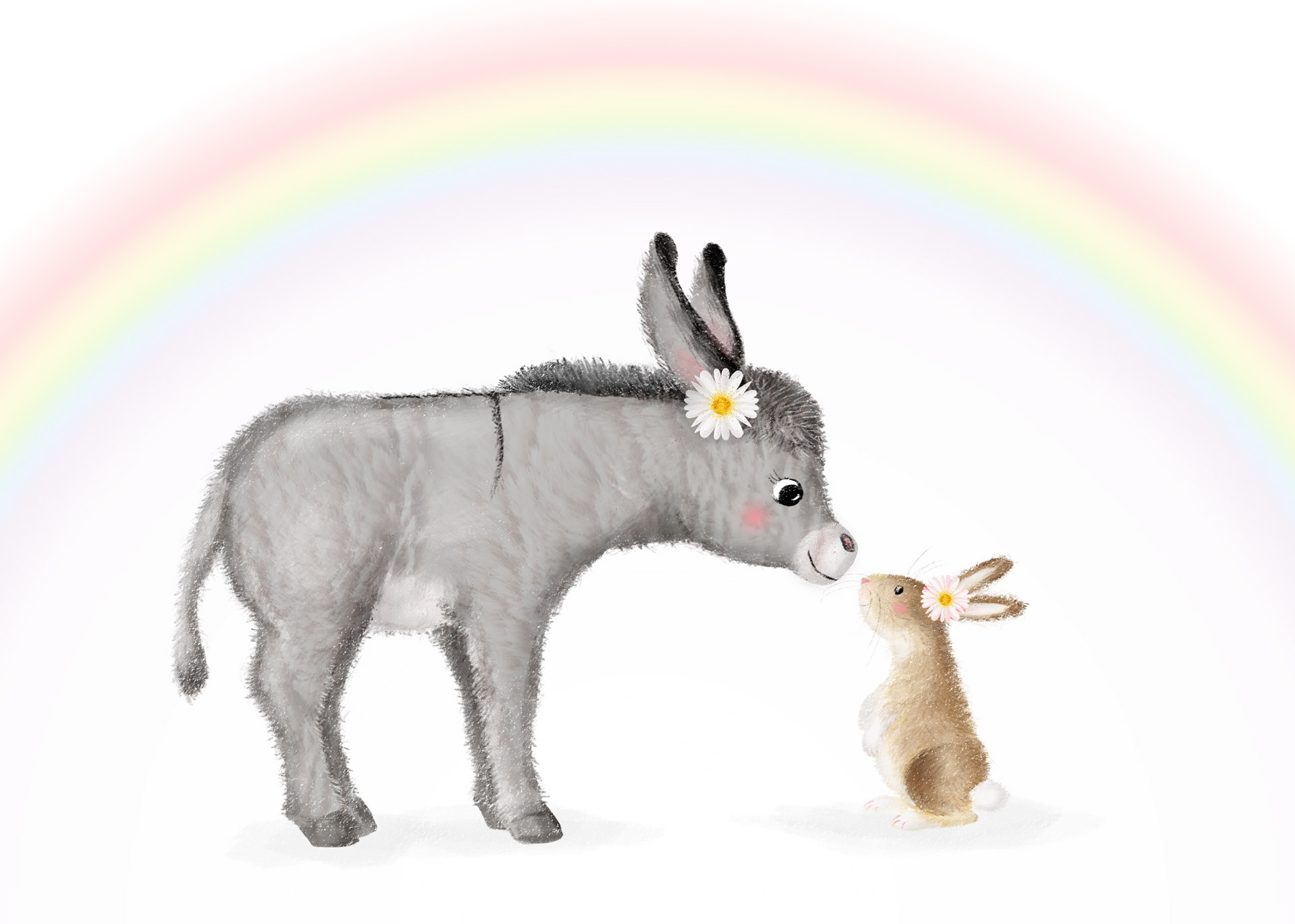 Jeeves the donkey and Daffodil the rabbit Easter card