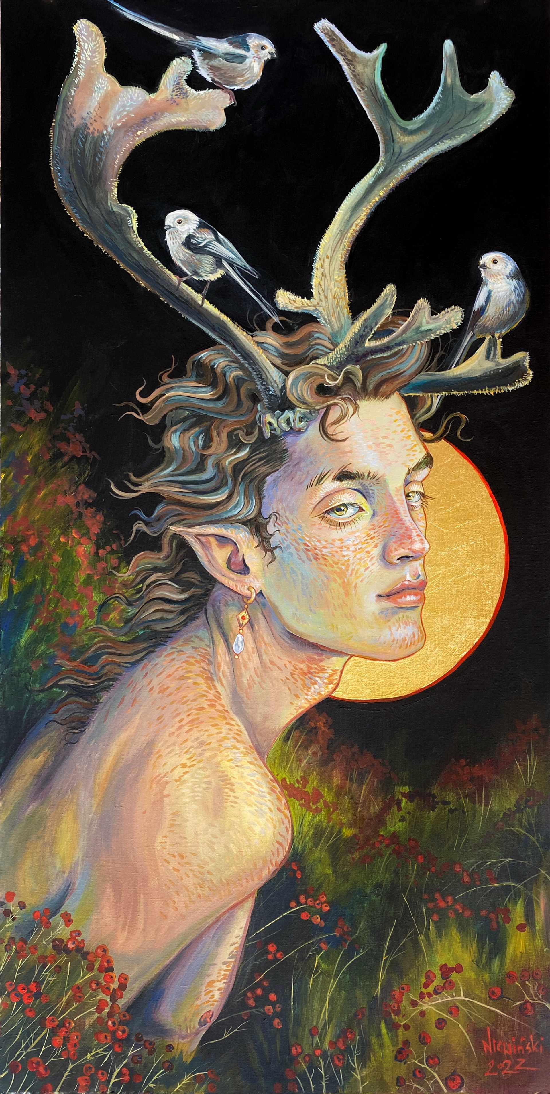 "In the Winter Glow..."; 2022, 100x50 cm; acrylic on canvas