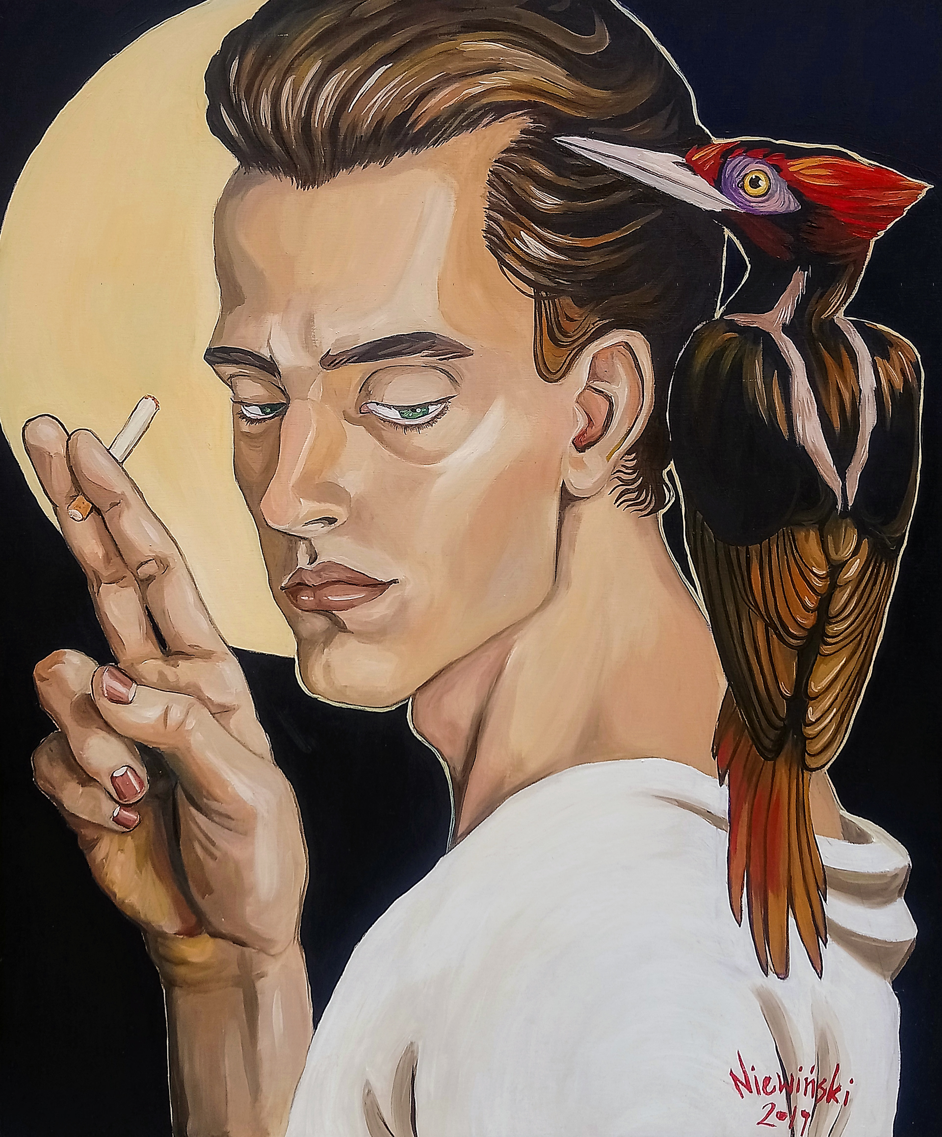 Czekając na spokój, 60/70; 2019; oil on plywood