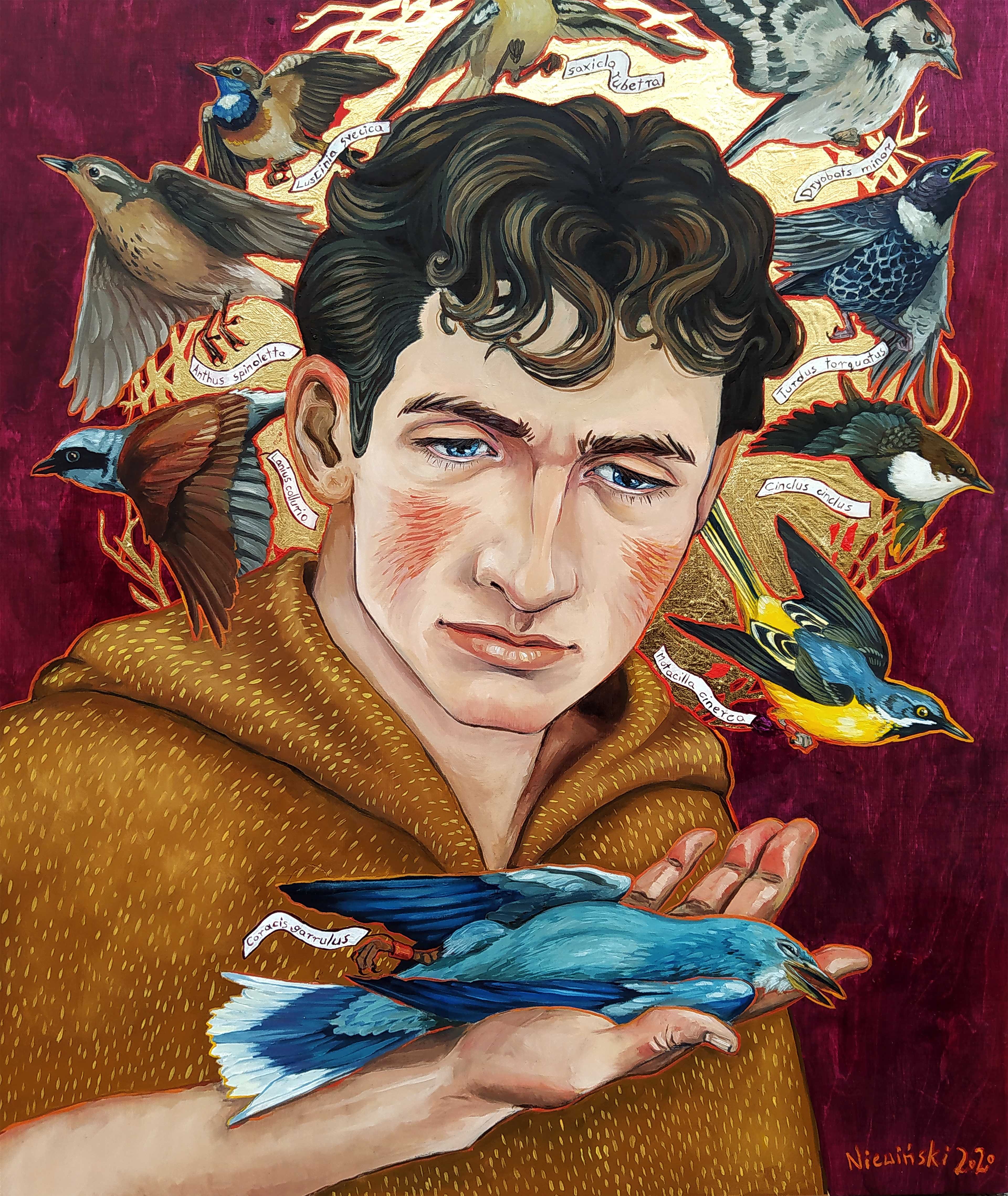 NEST; 50/60; 2020; gold, oil on plywood