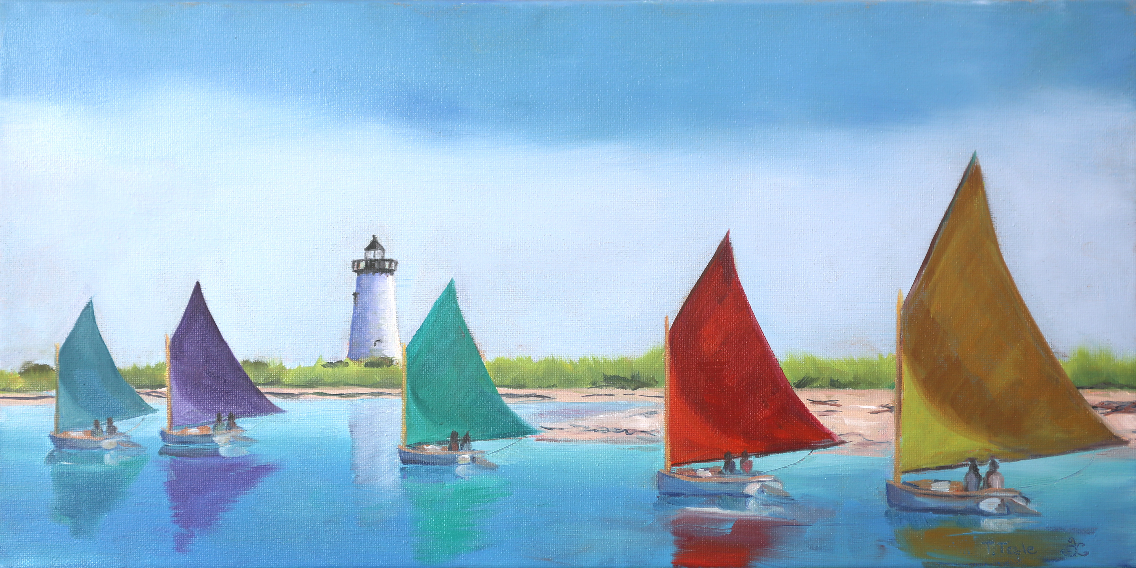"Couples' Sail" 20x10, oil on canvas