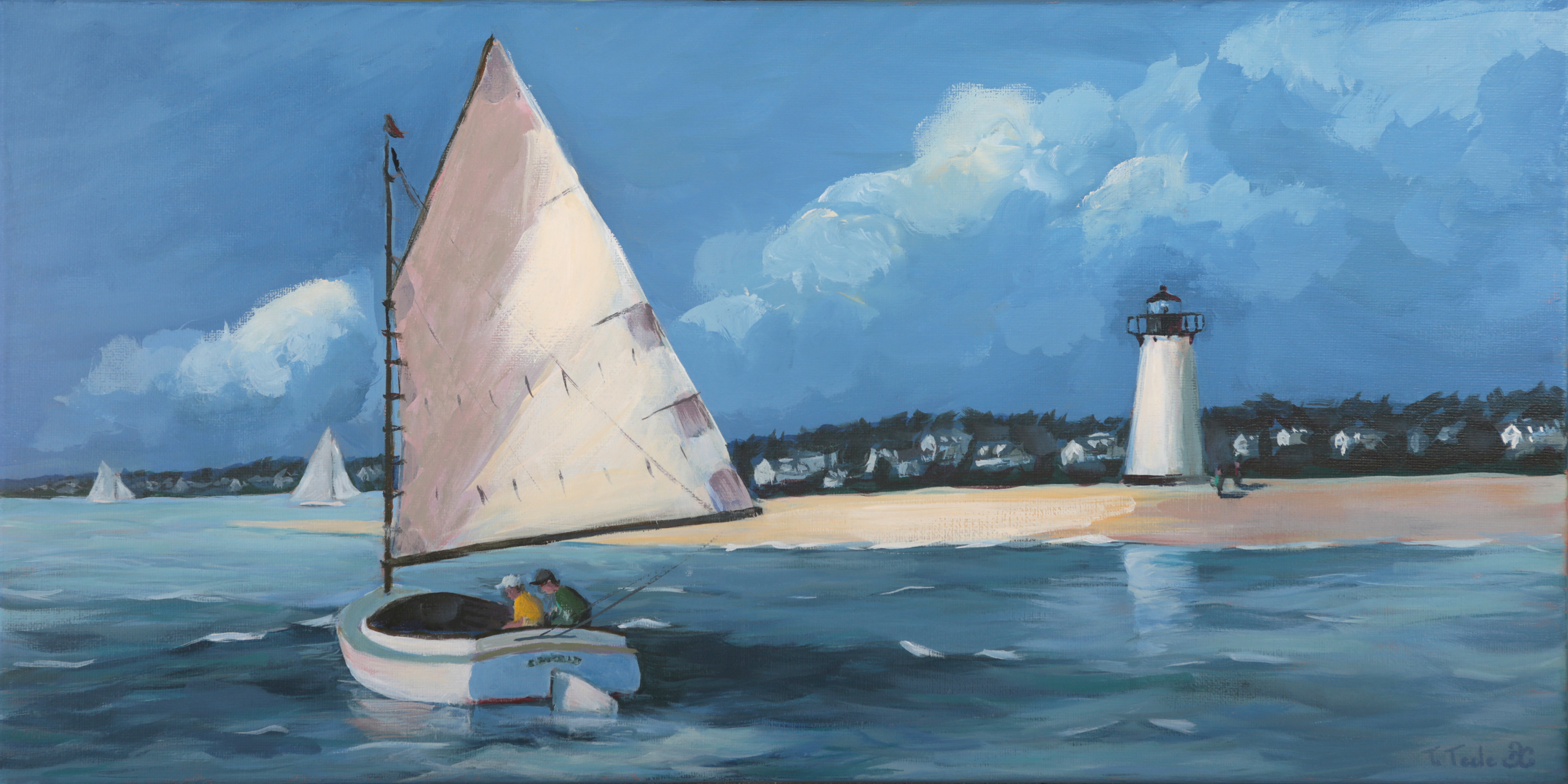 "Harbor View" 10x20, oil on canvas, frame