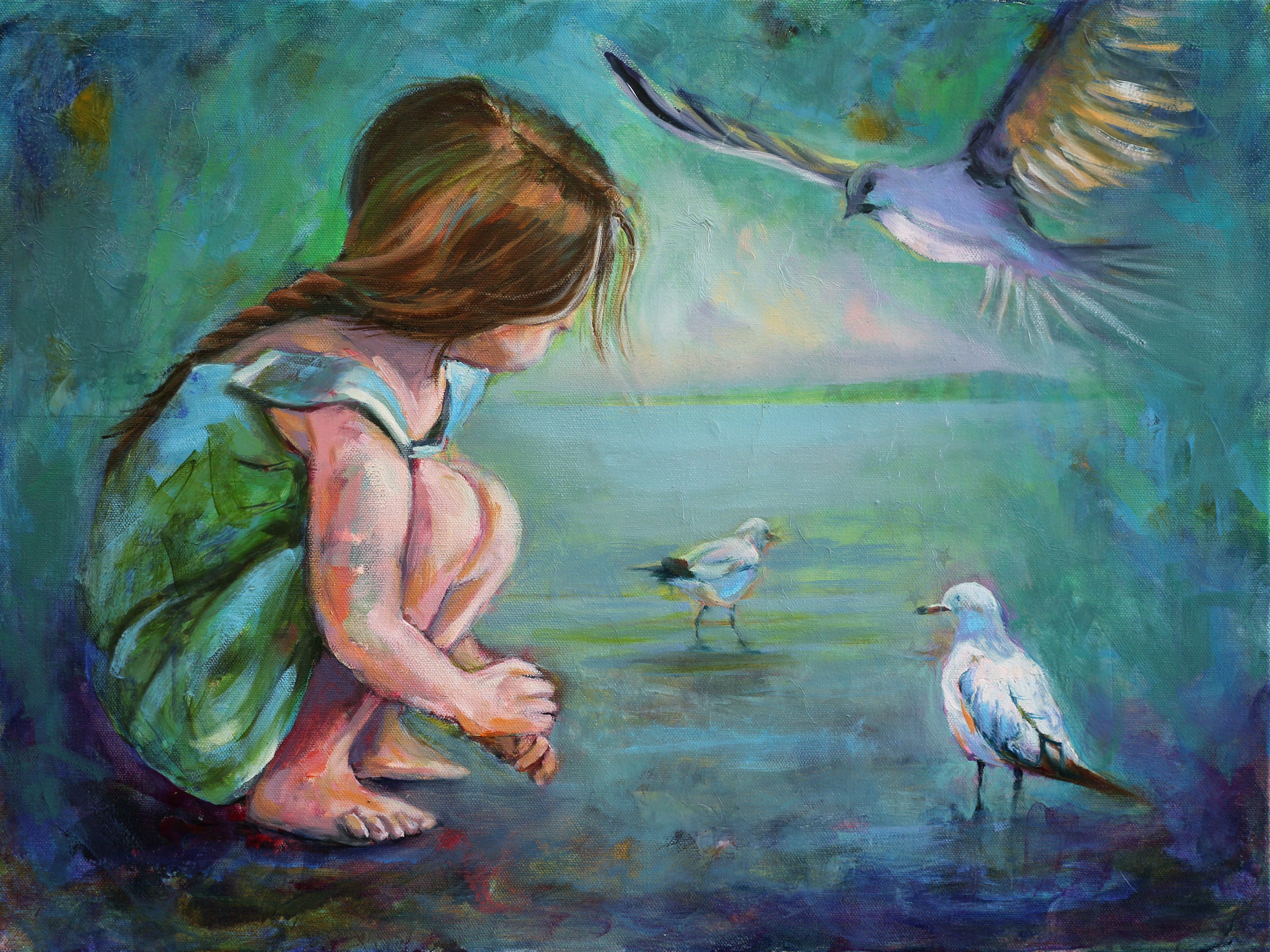 "Sharing Secrets" 18x24 Mixed Media