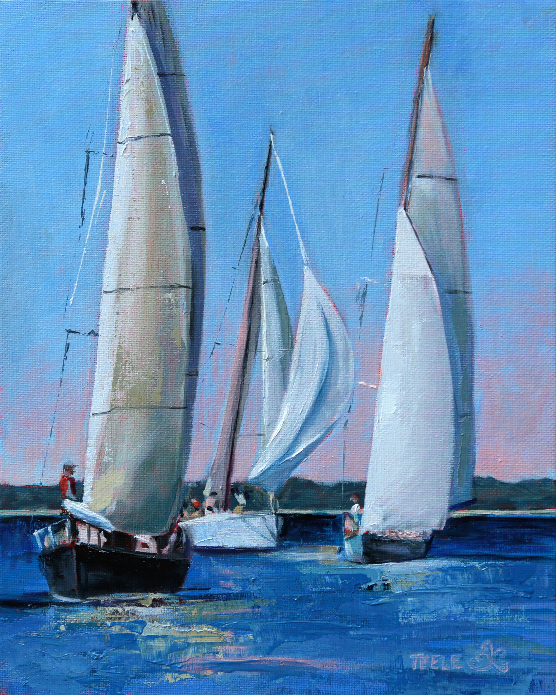 "Early Sunset Trio" 8x10, oil on canvas