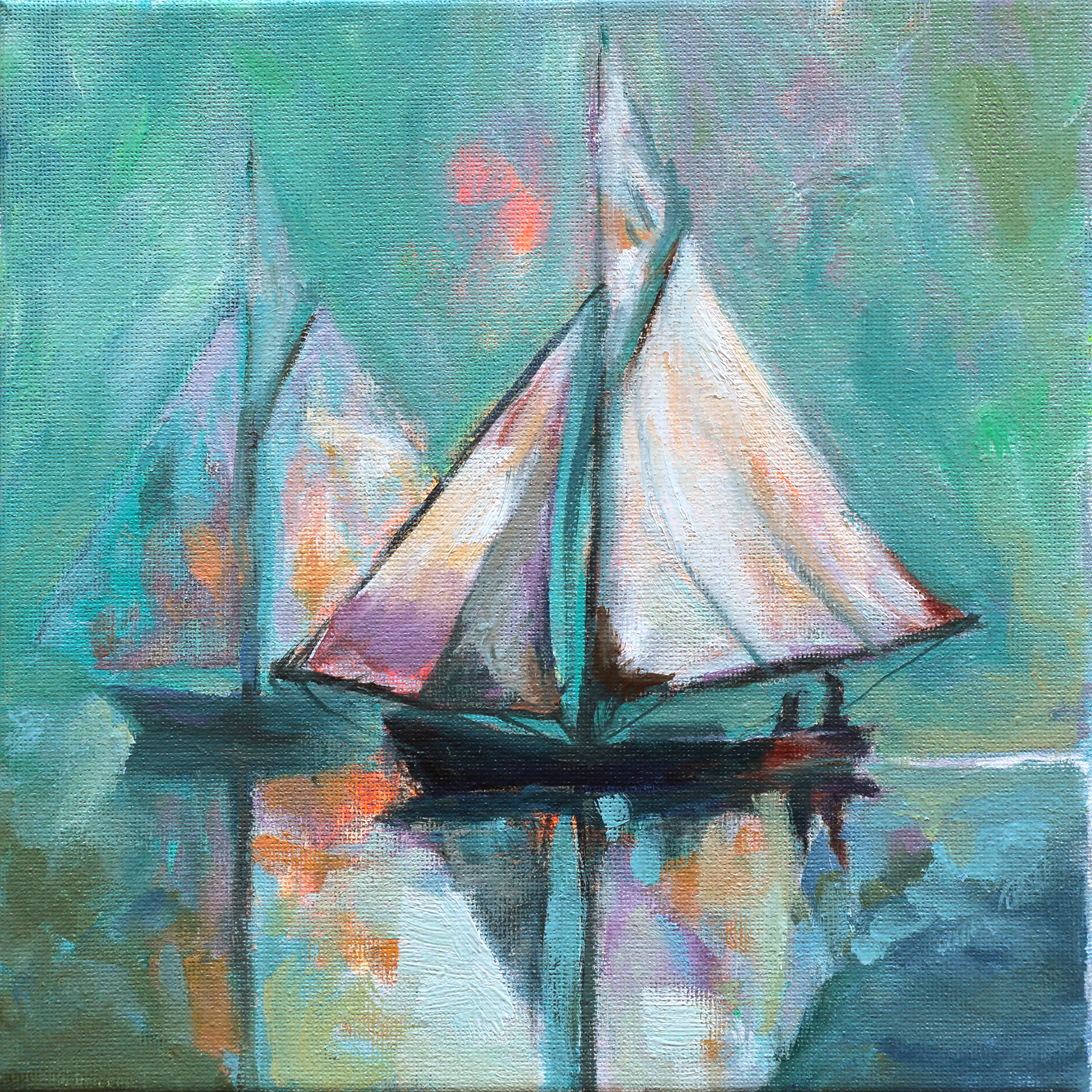 "Whispers in the Mist" 8x8, Mixed Media