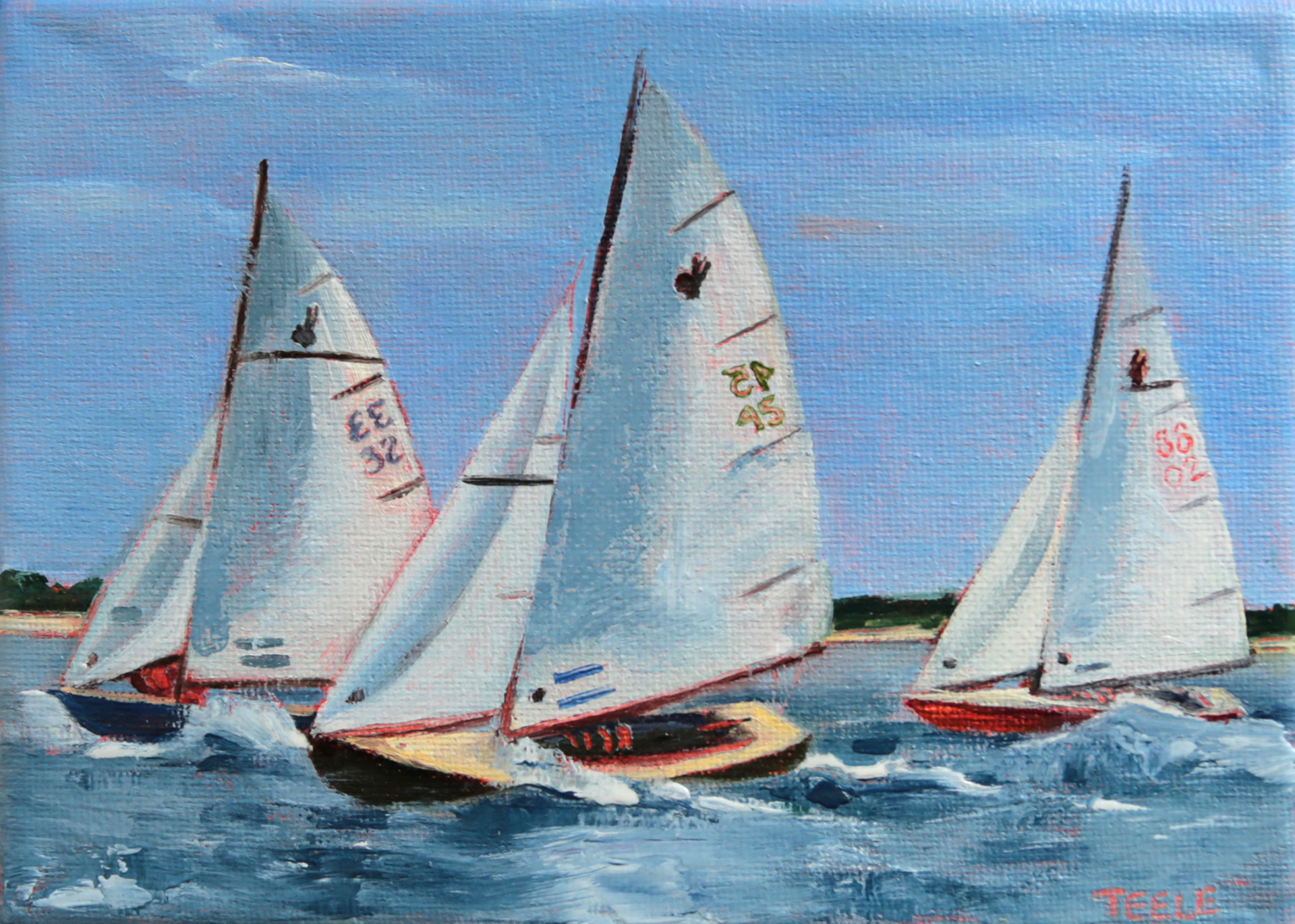 "Three Indians" 5x7, oil on canvas