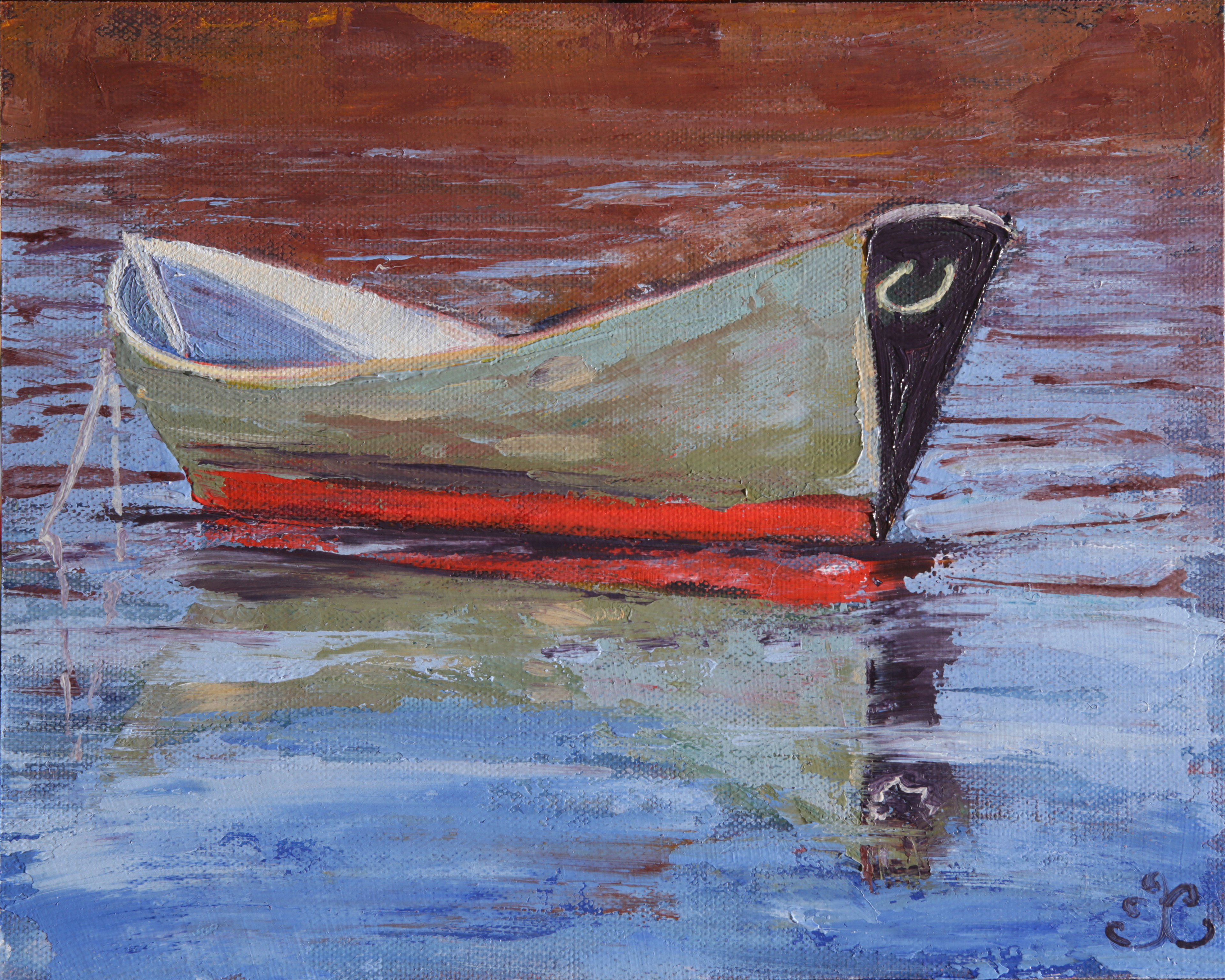 "Green Dory" 8x10, oil on panel