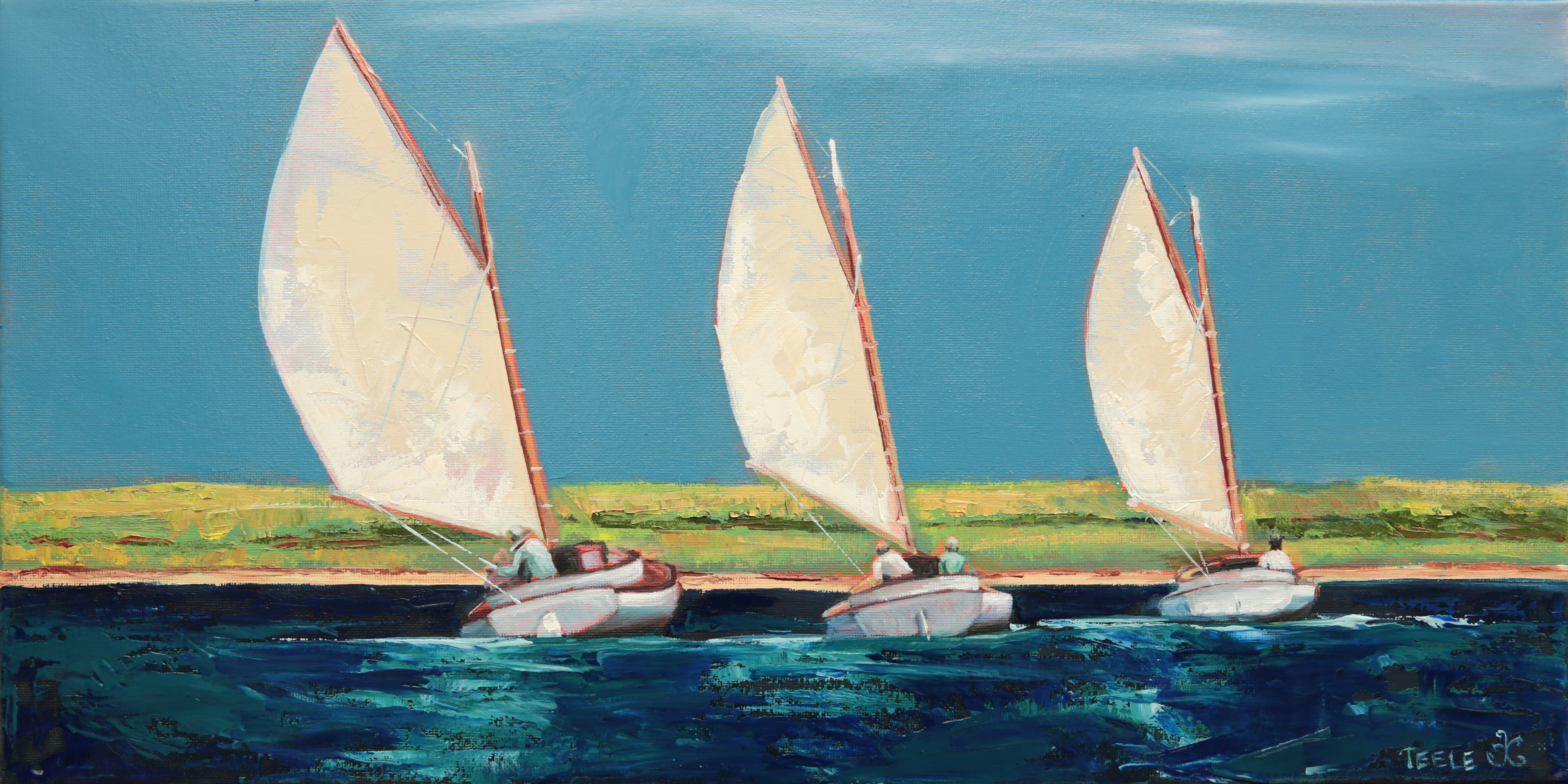 "Shared Tack" 10x20 oil on canvas